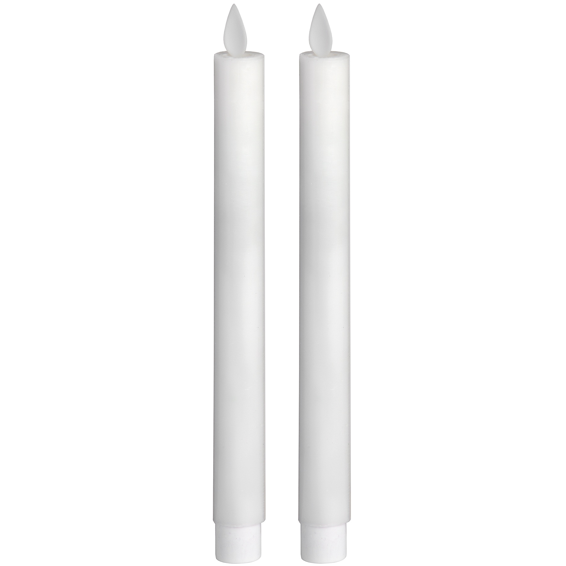 Pair Of White Luxe Flickering Flame LED Wax Dinner Candles