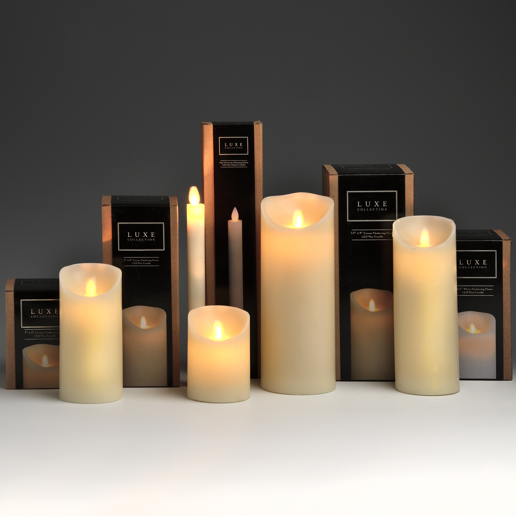 Luxe Collection 3 x 4 Cream Flickering Flame LED Wax Candle