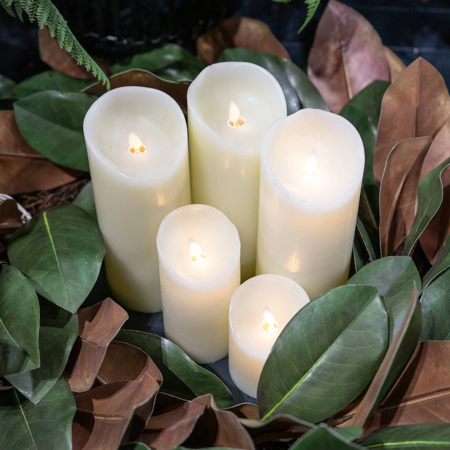 Luxe Collection 3 x 4 Cream Flickering Flame LED Wax Candle - Image 5