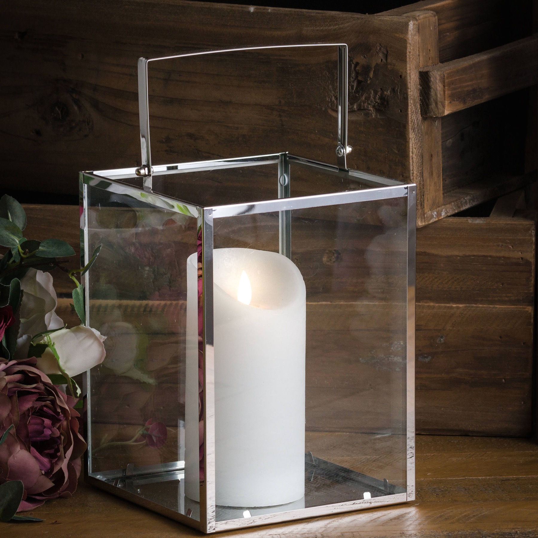 Luxe Collection 3 x 6 Cream Flickering Flame LED Wax Candle - Image 5