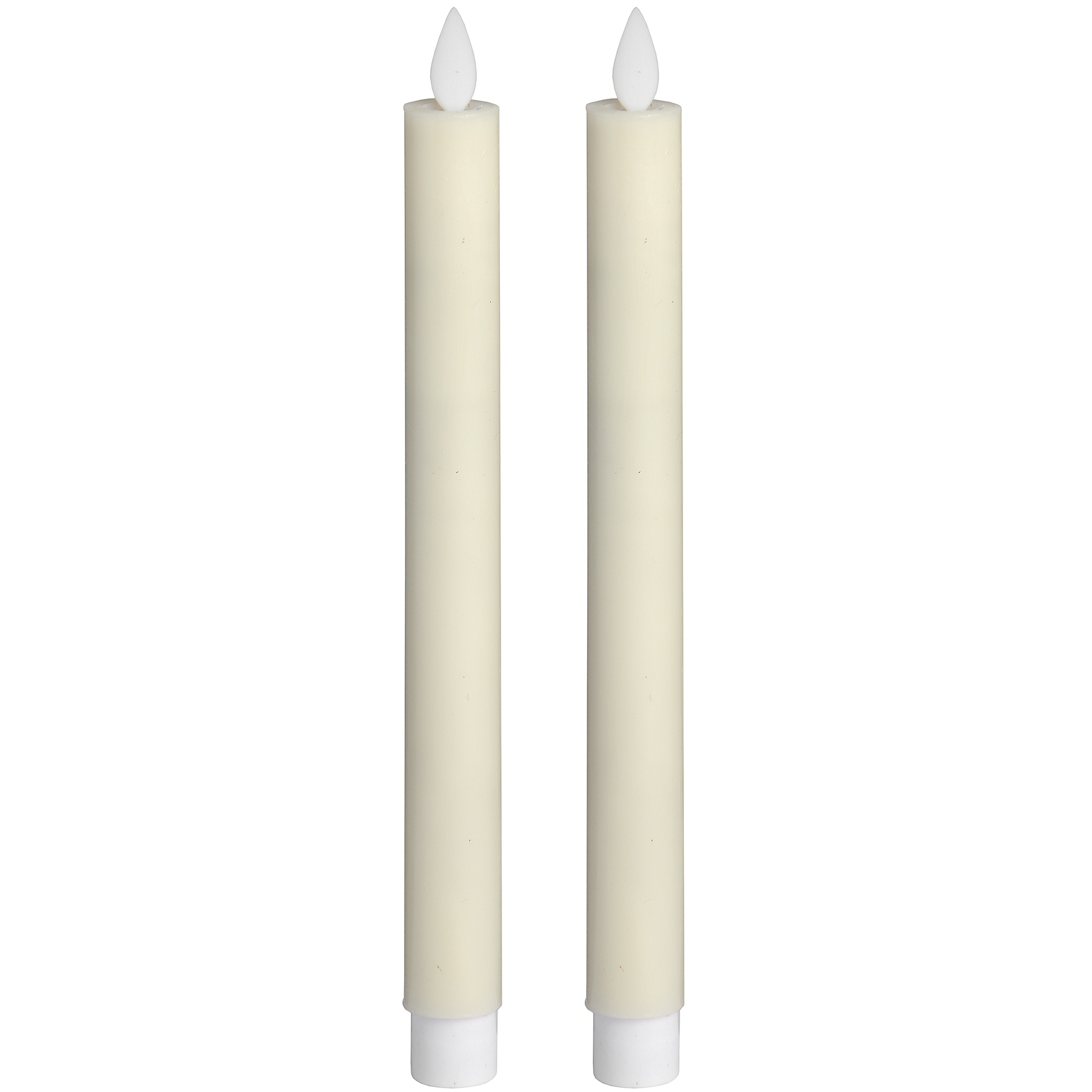 Pair Of Cream Luxe Flickering Flame LED Wax Dinner Candles - Image 1