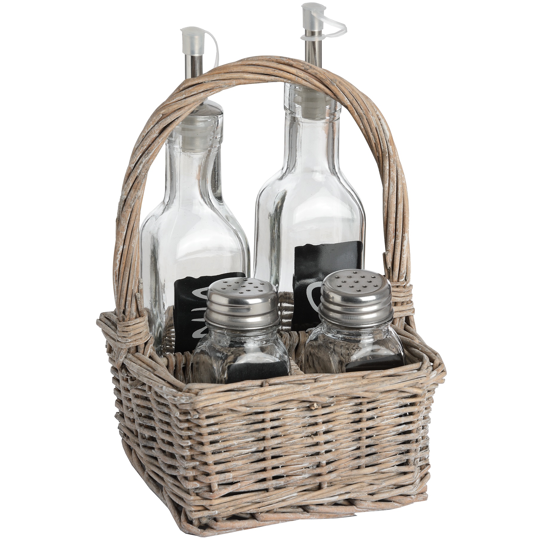 Washed Grey Square Condiment Basket in Willow From Hill Interiors