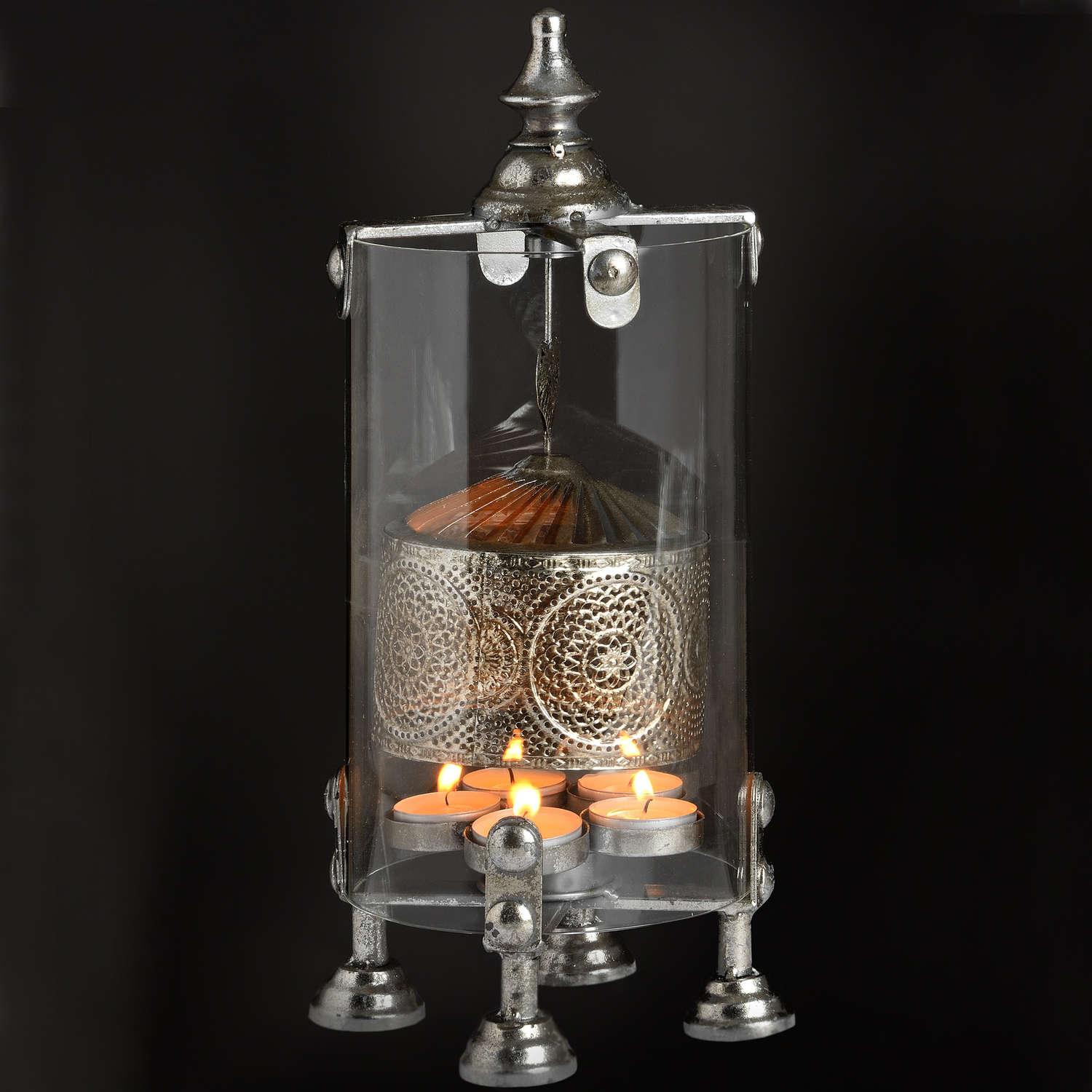 Antique Silver Heart Lantern Spinner - Image 2