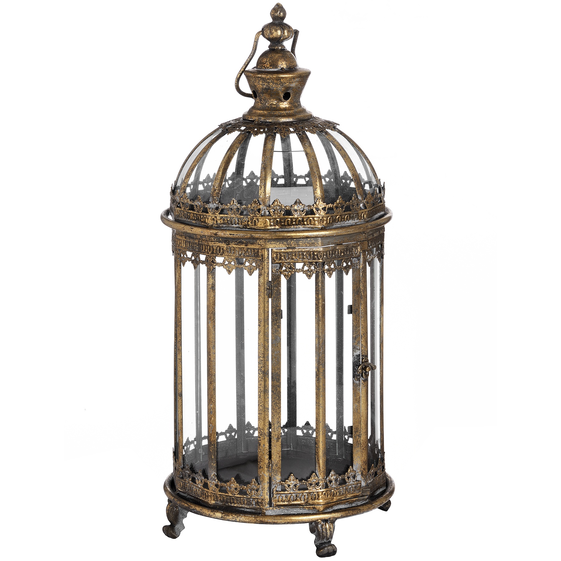 Antique Gold Circular Lantern With Dome Top From Hill Interiors