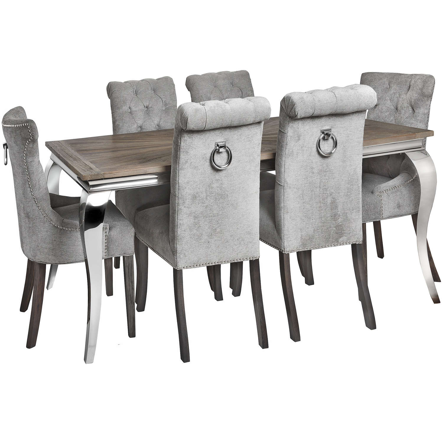 Silver Roll Top Dining Chair With Ring Pull - Image 6