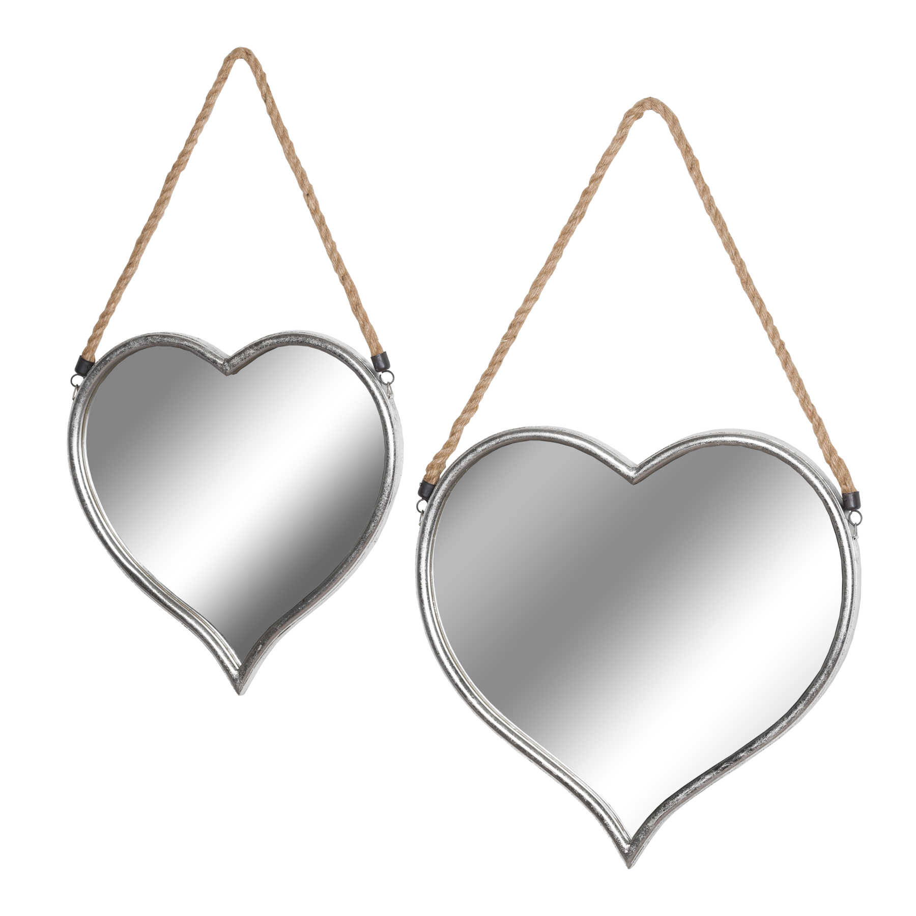 Set Of Two Heart Mirrors With Rope Detail - Image 1