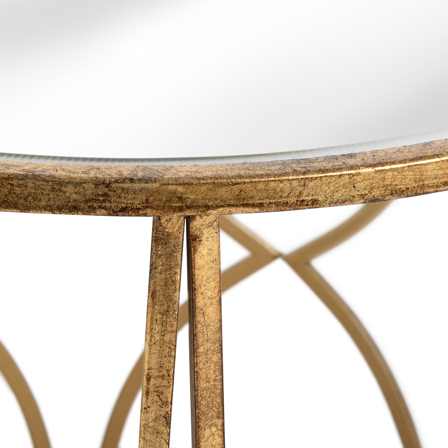 Set Of Two Lattice Detail Gold Side Tables - Image 2
