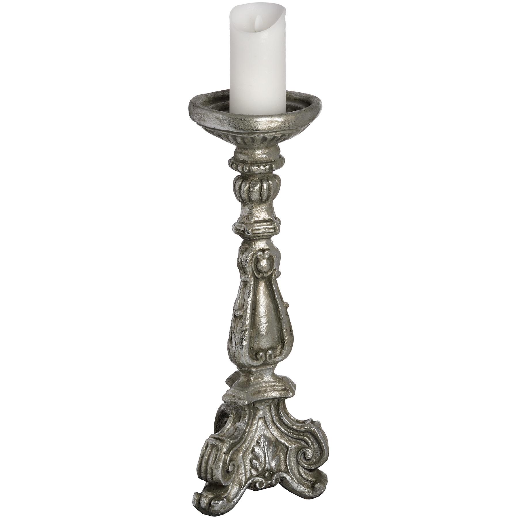 Antique Silver Candle Column Stand From Hill Interiors