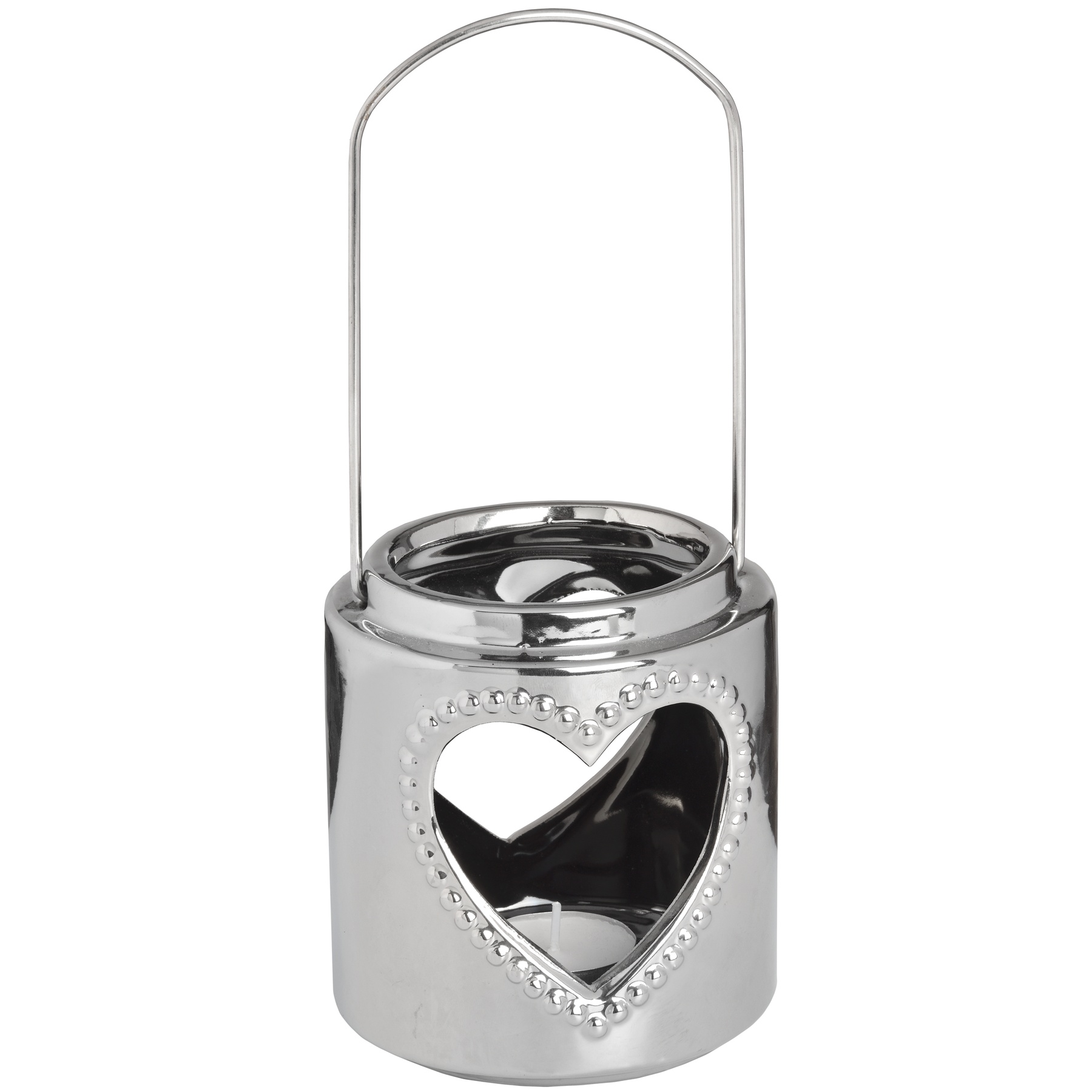 Silver Ceramic Heart Candle Lantern From Hill Interiors