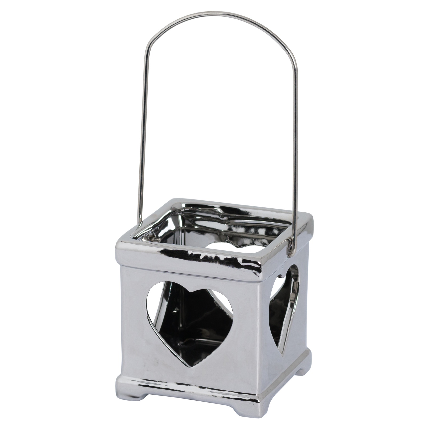 Silver Ceramic Heart Candle Holder With Handle Wholesale by Hill