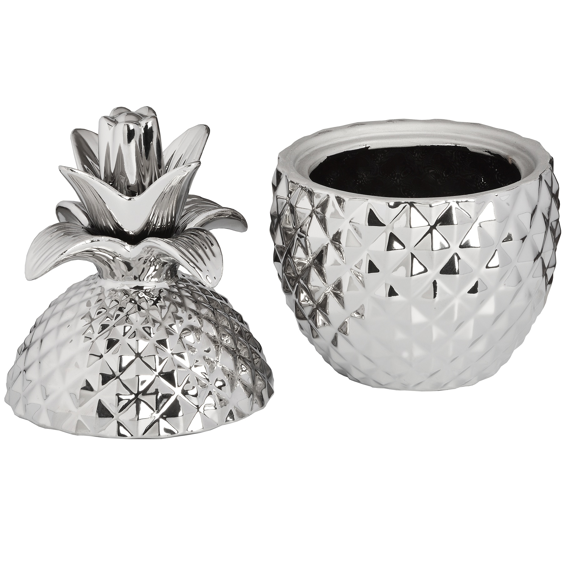 Silver Ceramic Pineapple Trinket Jar - Image 2