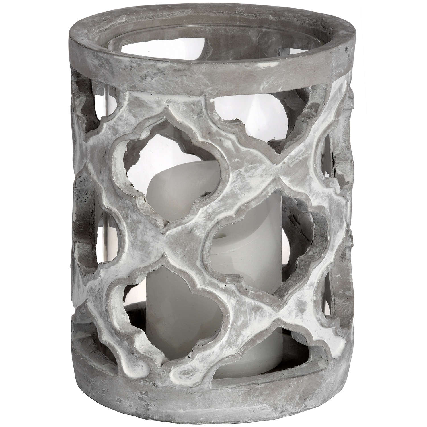 Small Stone Effect Patterned Candle Holder - Image 1