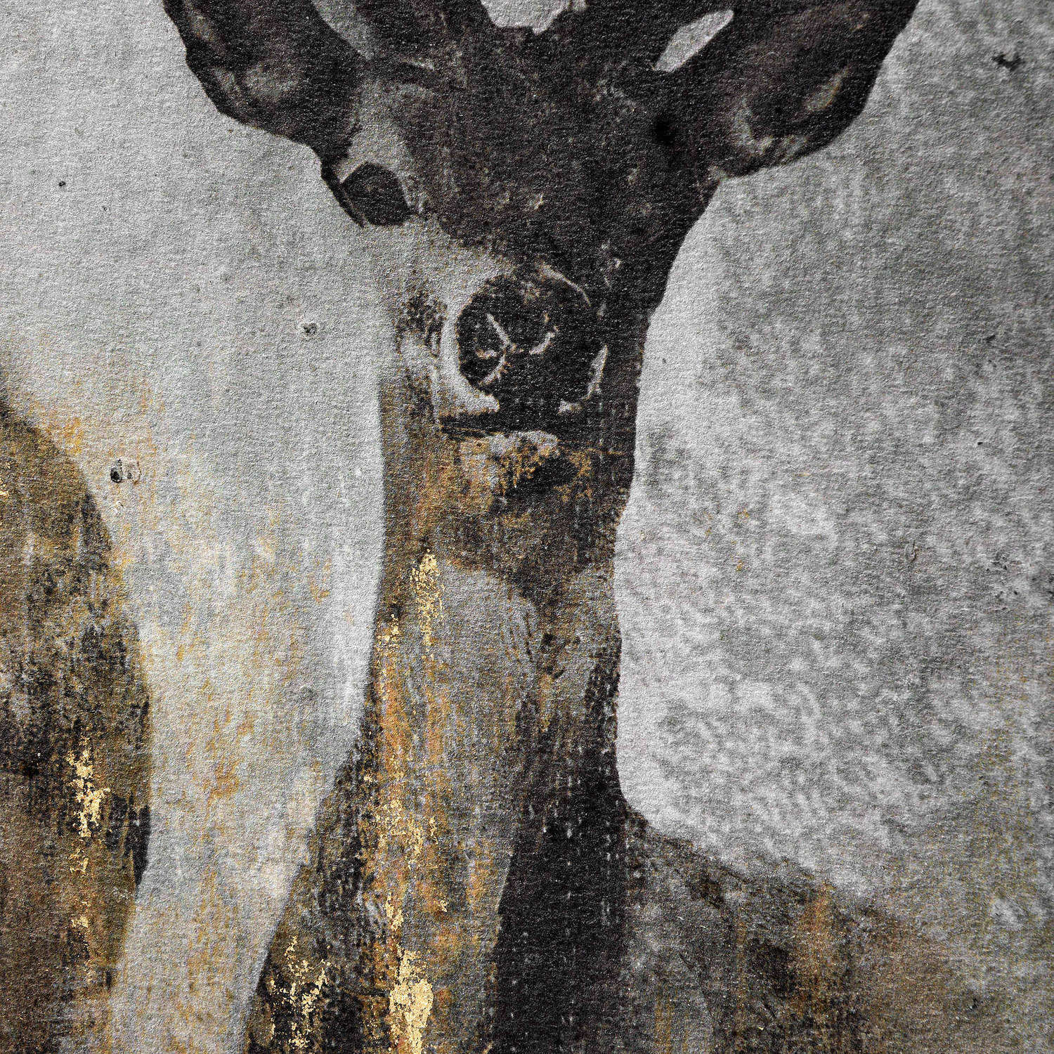 Large Curious Stag Painting on Cement Board with Frame - Image 2