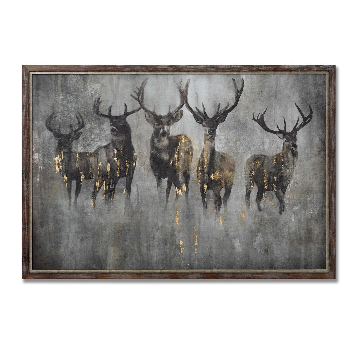 Large Curious Stag Painting on Cement Board with Frame - Image 1
