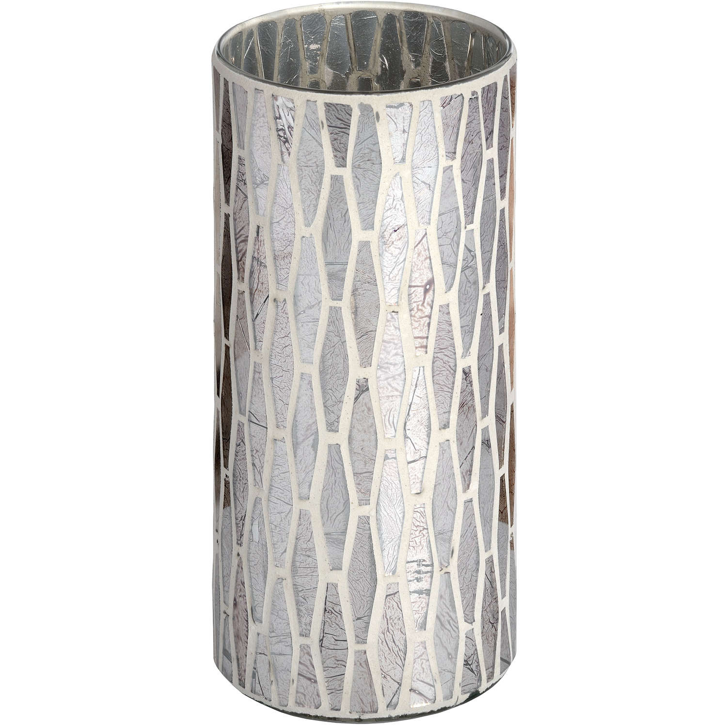 Large Antique Silver Mosaic Candle Holder From Hill Interiors