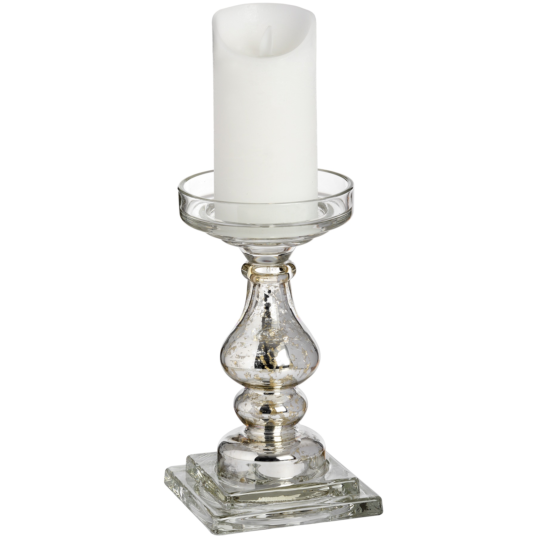Antique Silver Glass Candle Column - Image 1
