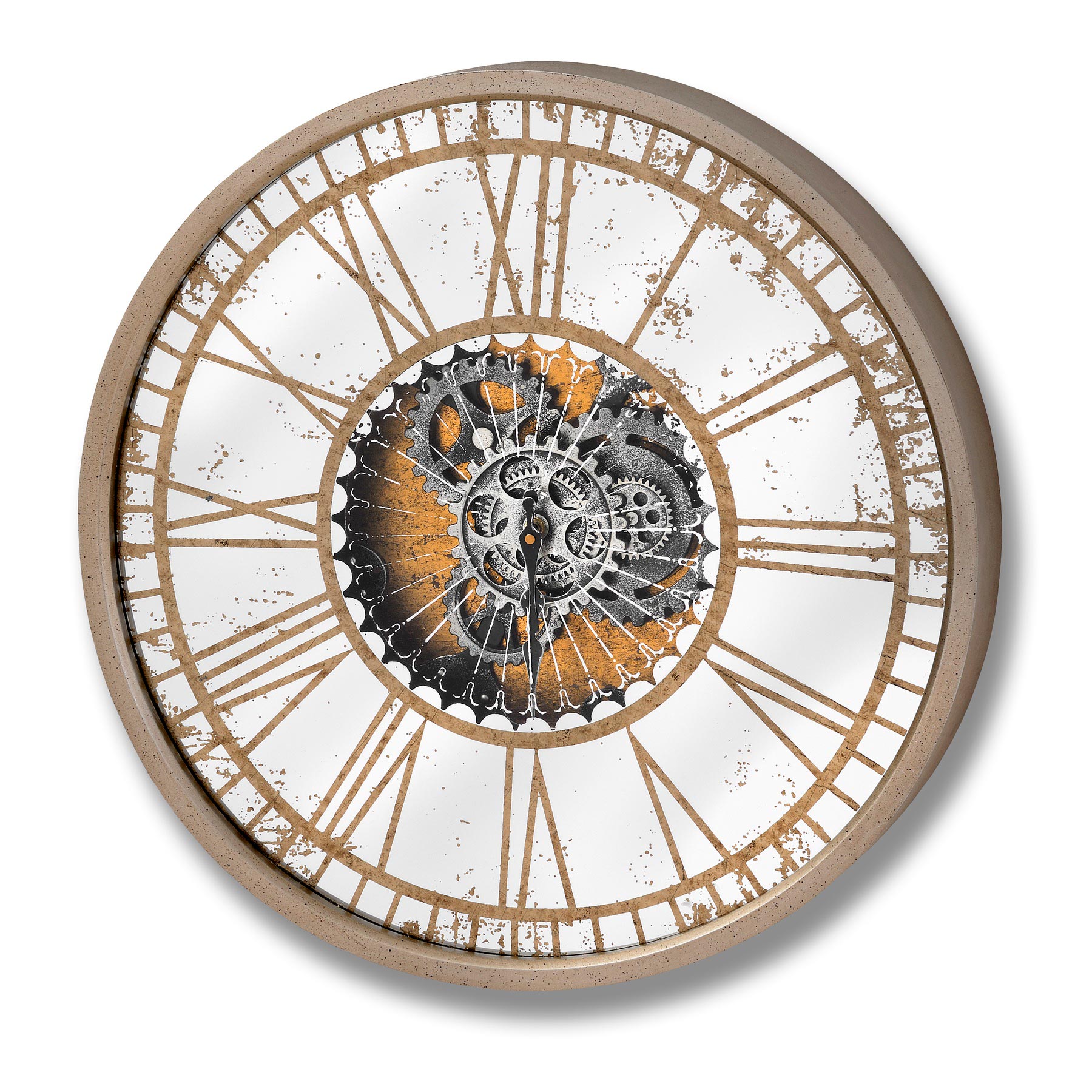 Mirrored Round Clock with Moving Mechanism - Image 1