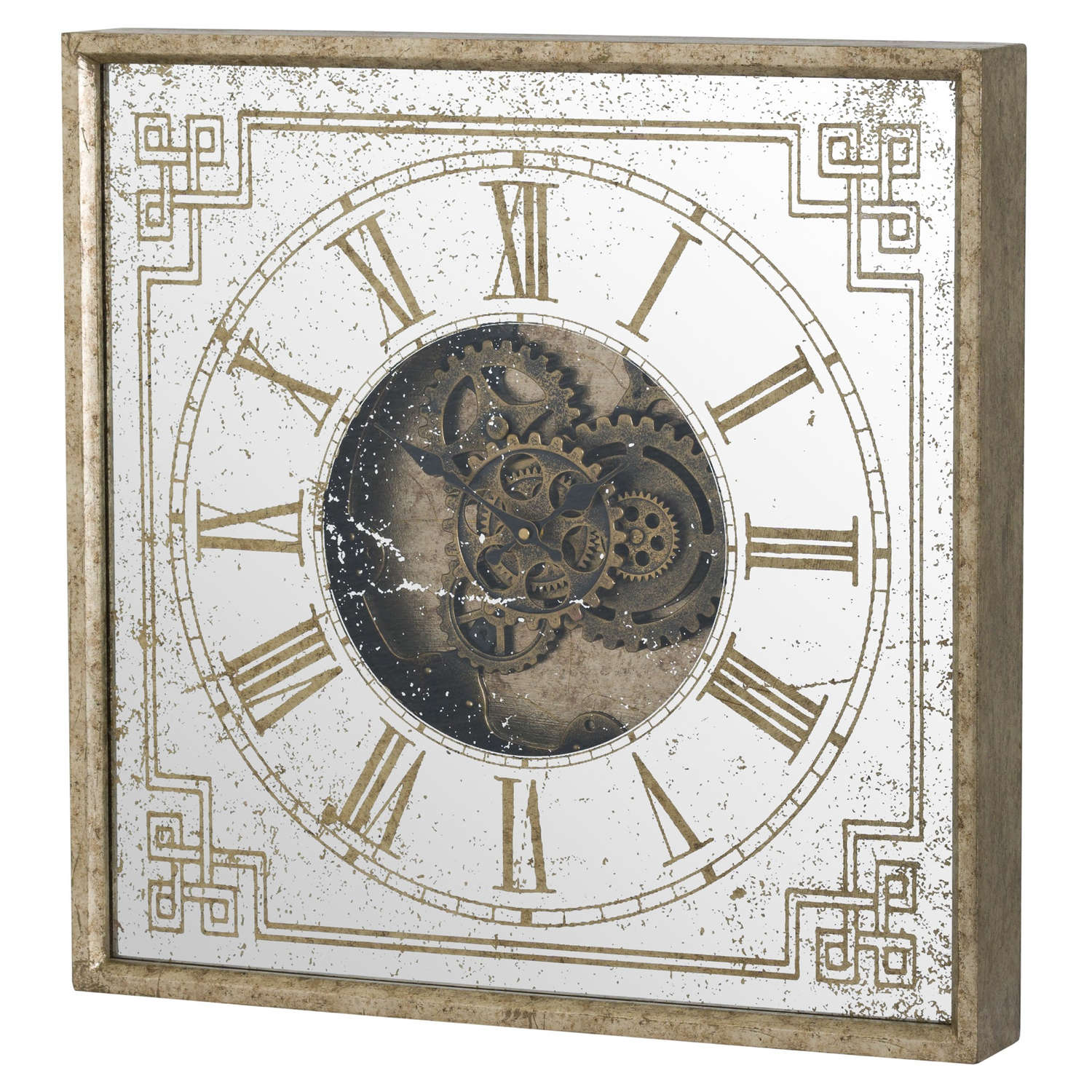 Mirrored Square Framed Clock with Moving Mechanism