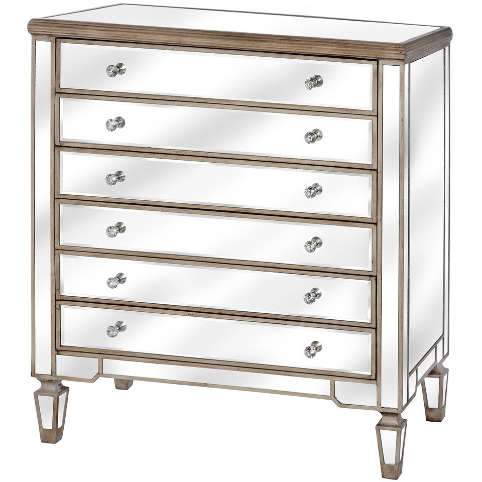 The Belfry Collection Six Drawer Mirrored Chest Wholesale by Hill