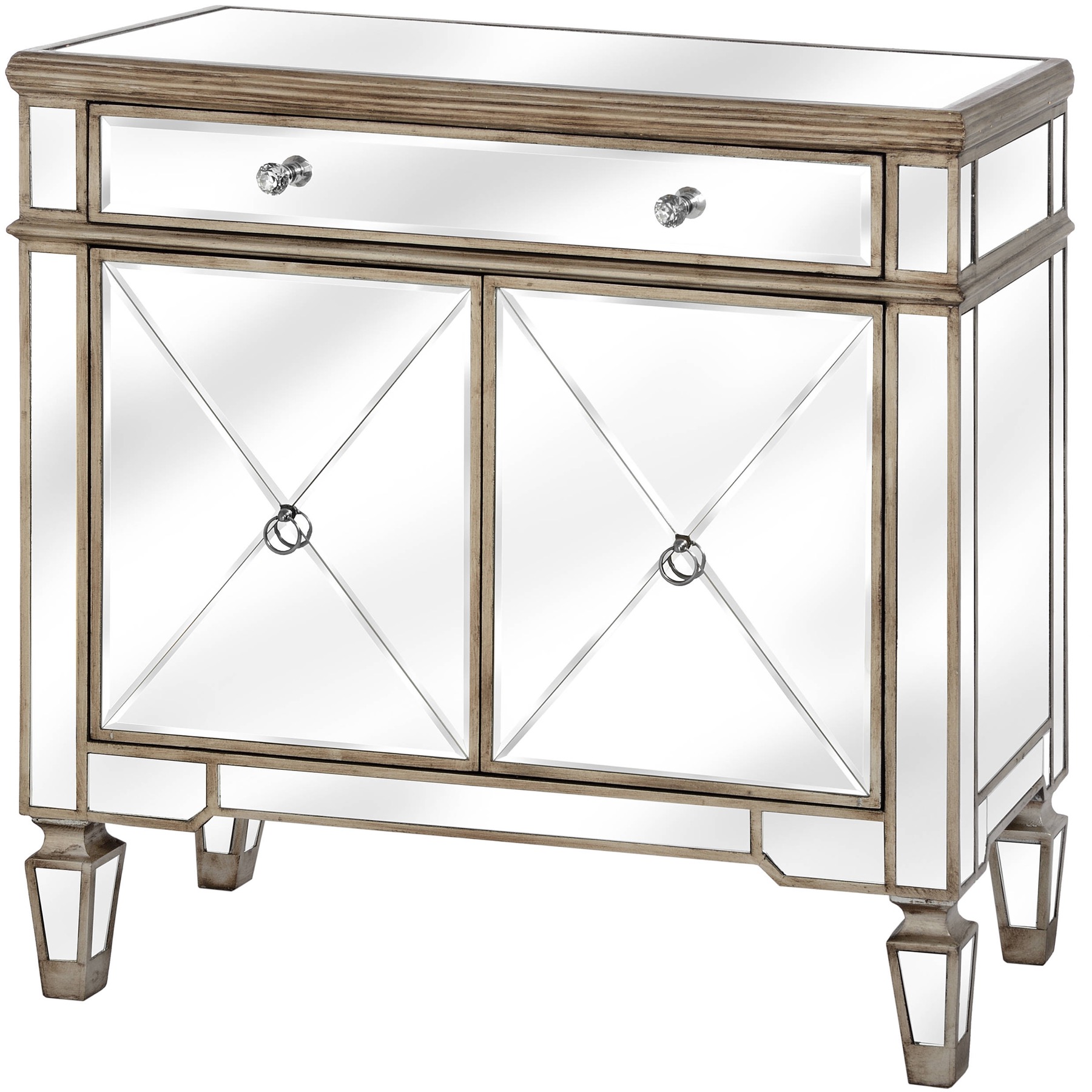 The Belfry Collection One Drawer Two Door Mirrored Cupboard - Image 1