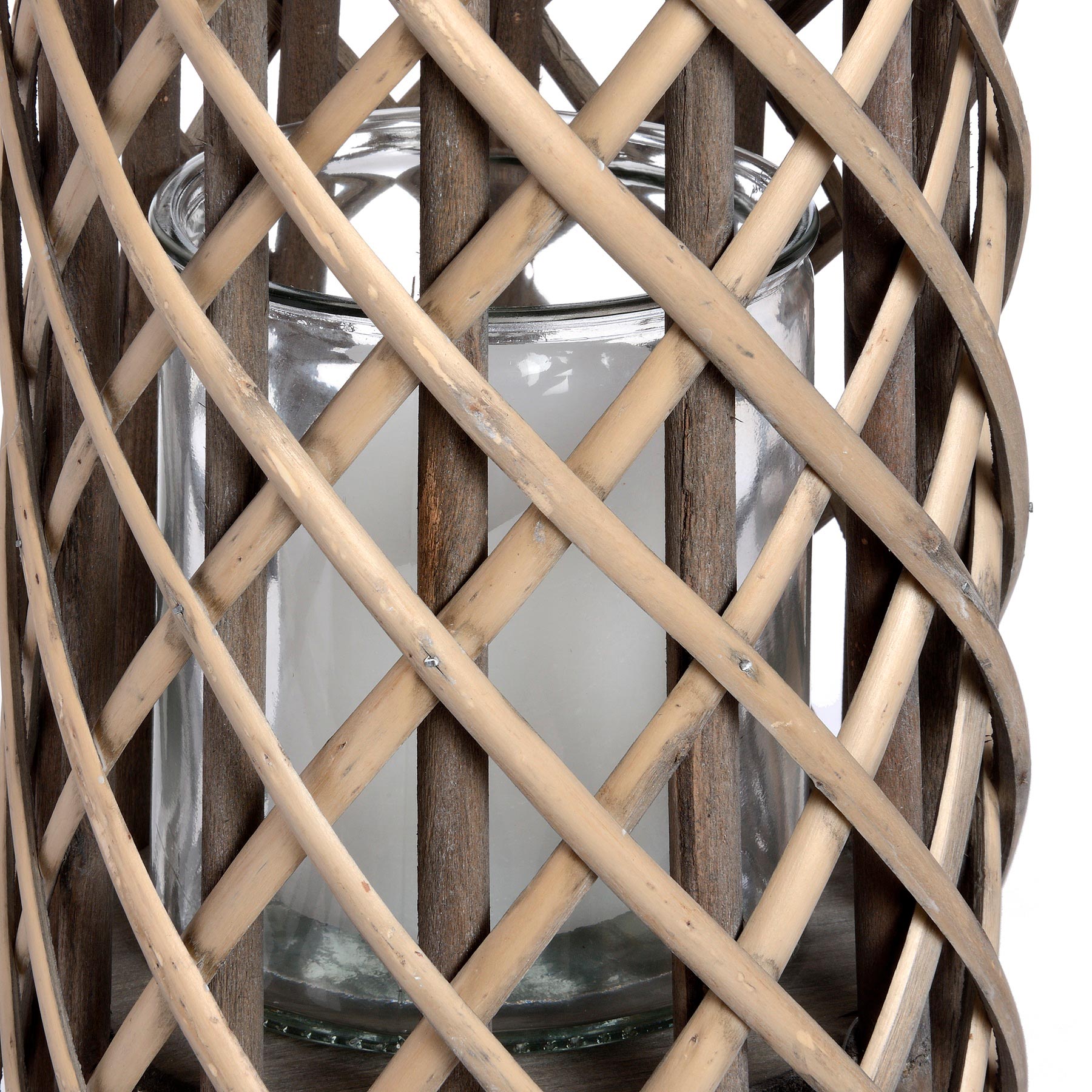 Large Wicker Lantern with Glass Hurricane - Image 2