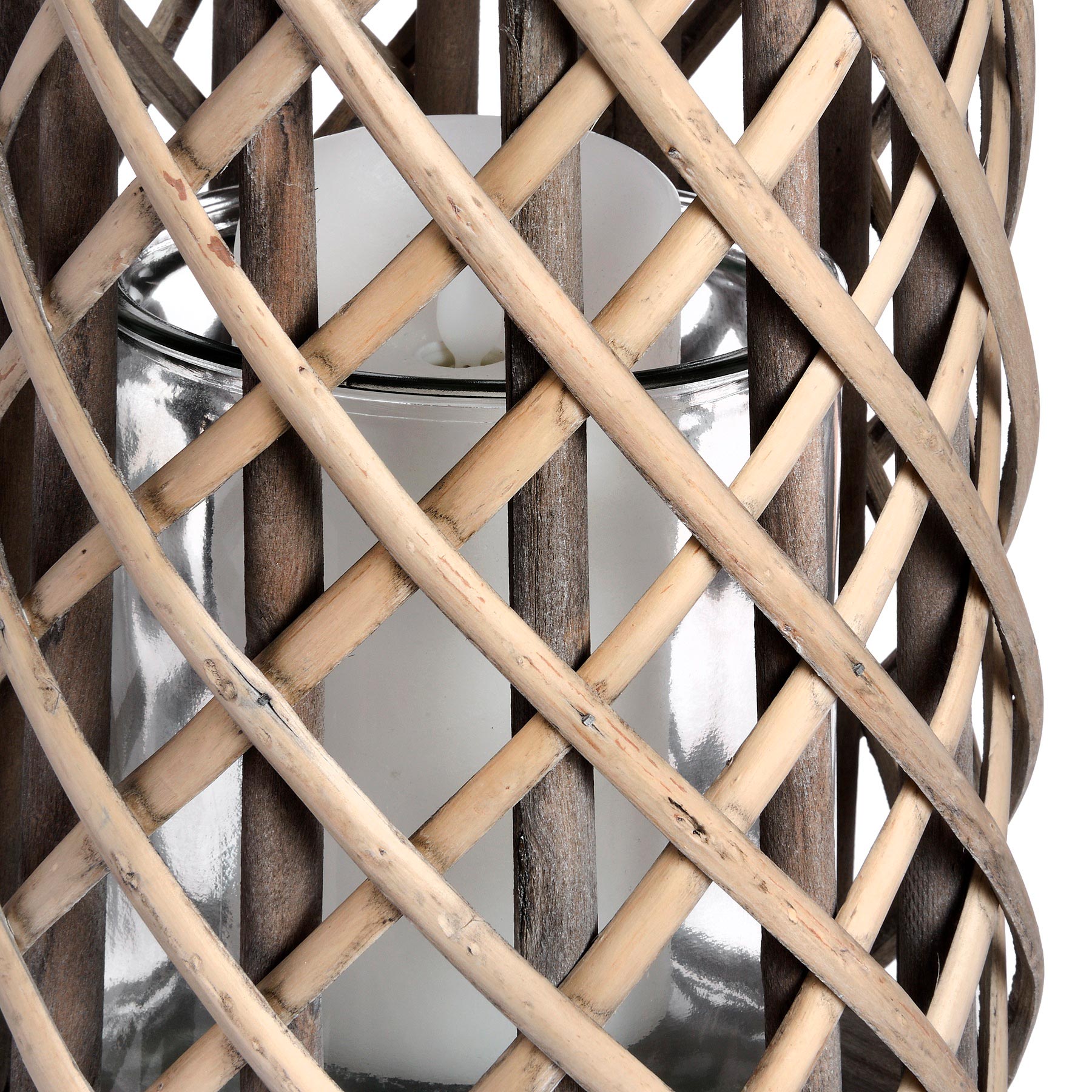 Medium Wicker Lantern with Glass Hurricane - Image 2