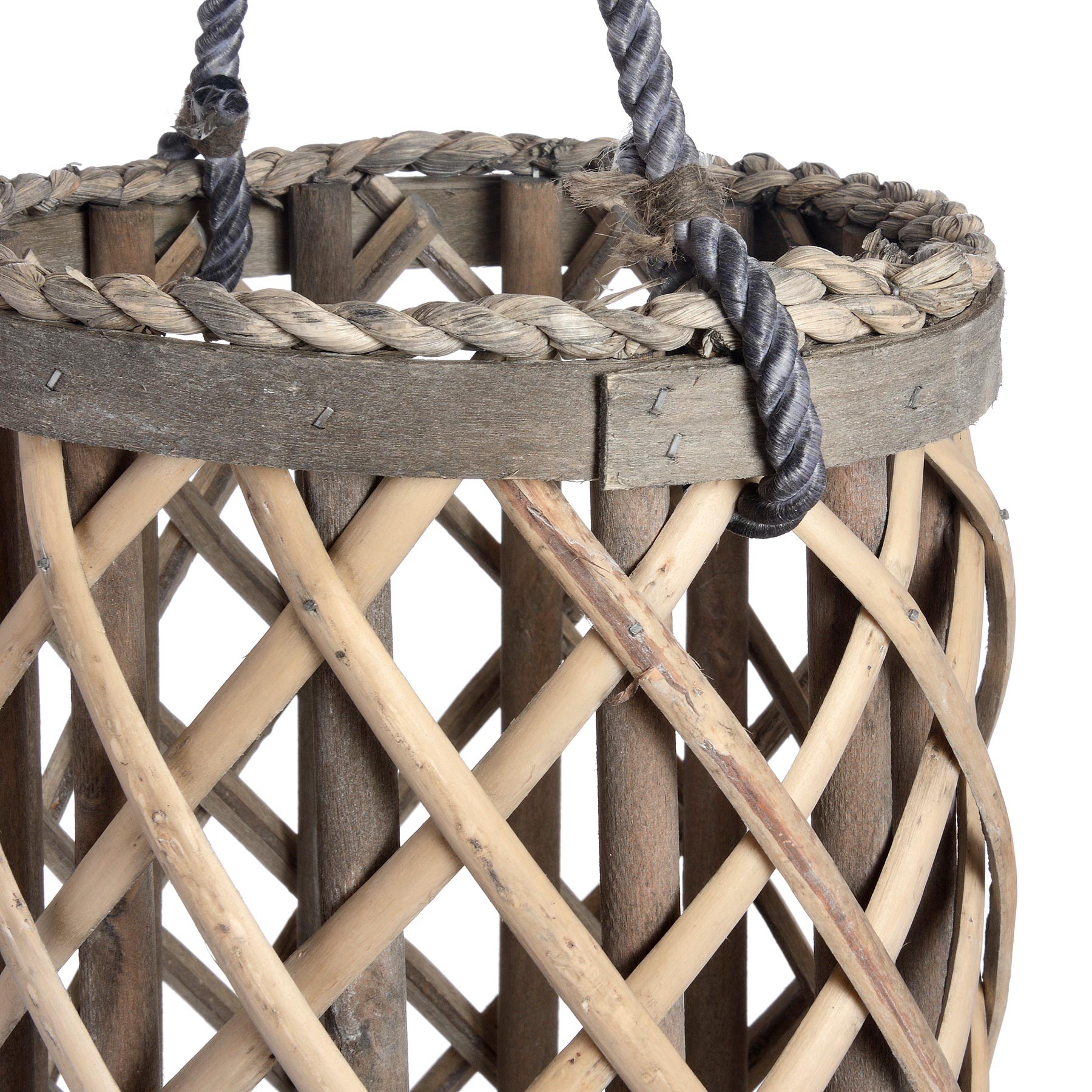 Medium Wicker Lantern with Glass Hurricane - Image 3