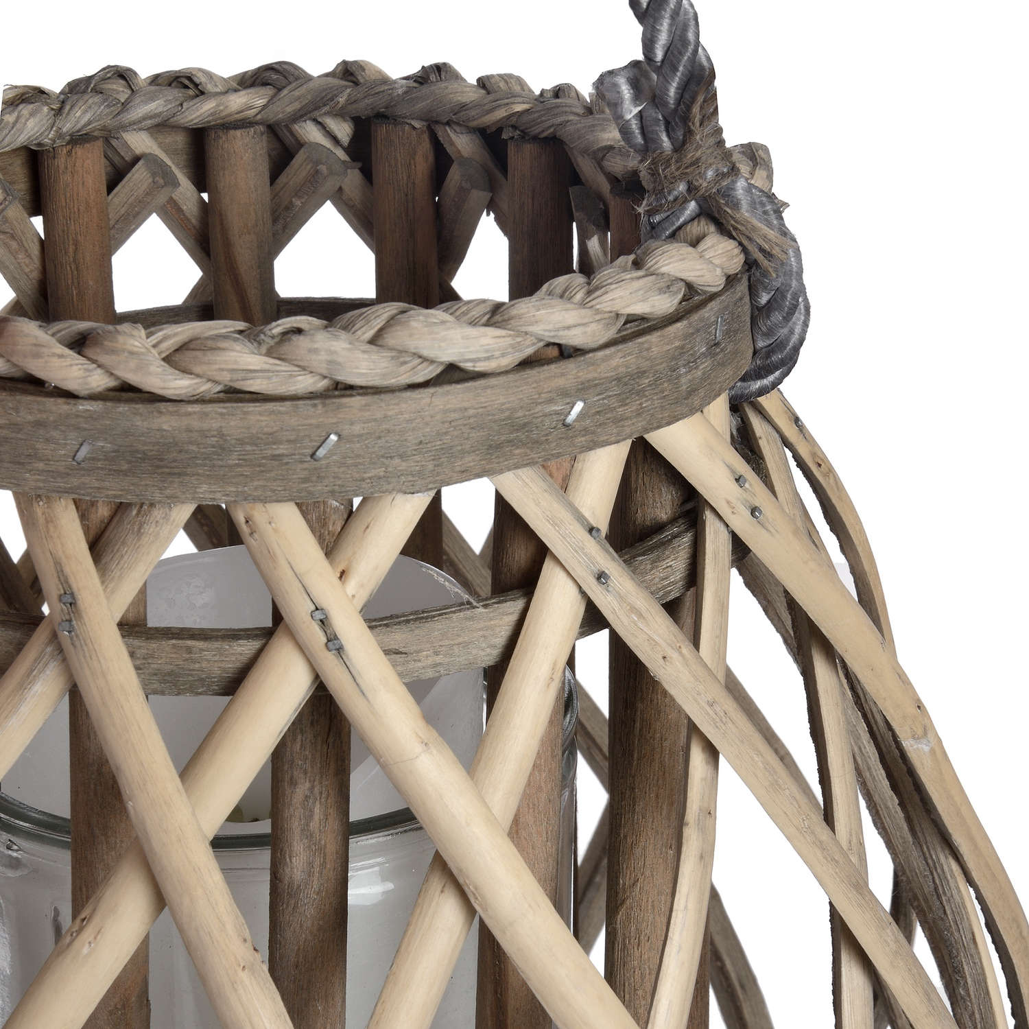 Small Wicker Bulbous Lantern - Image 3