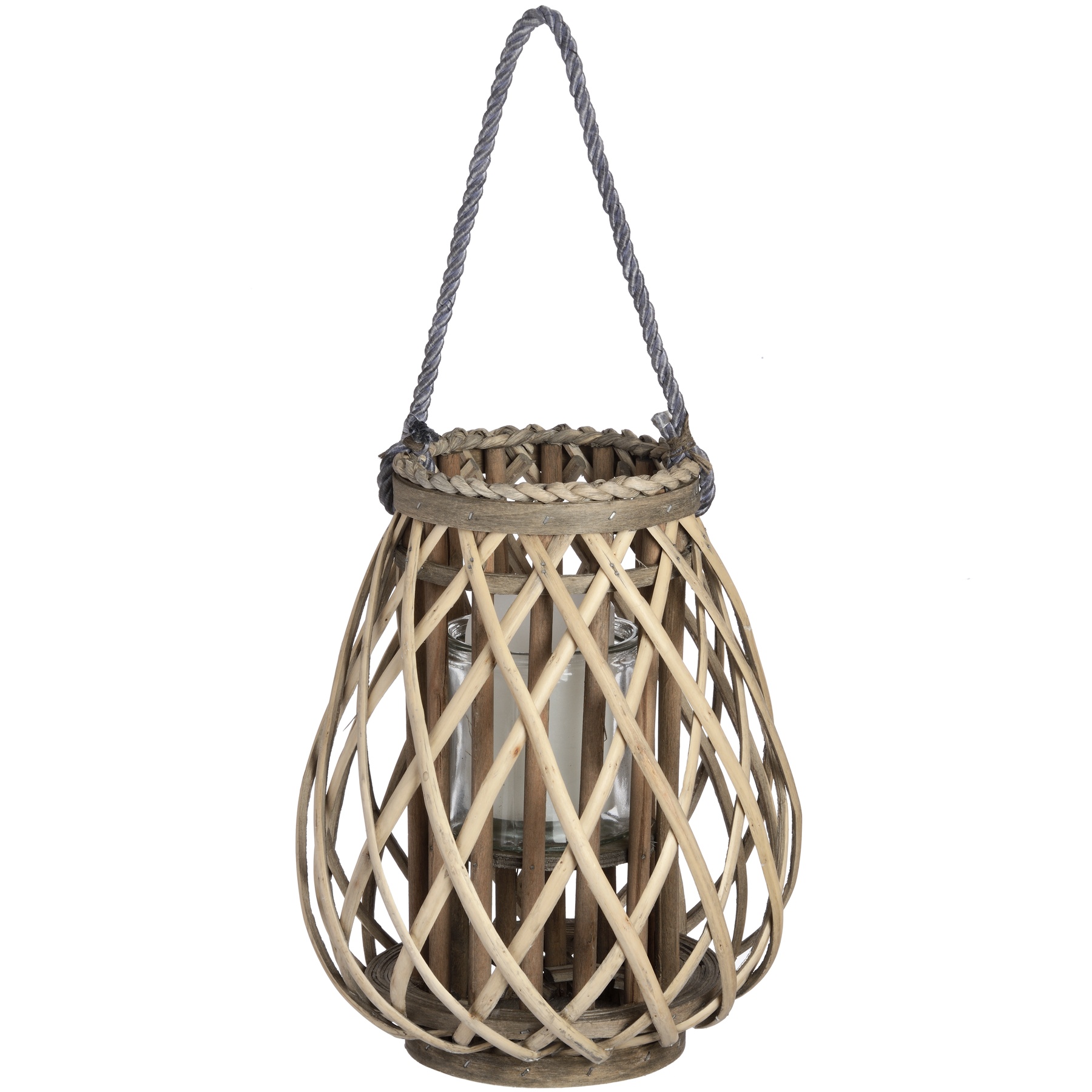 Small Wicker Bulbous Lantern - Image 1