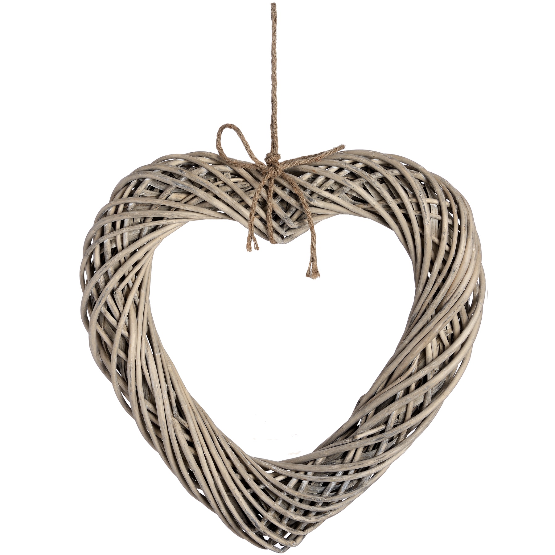 Brown Large Wicker Hanging Heart with Rope Detail - Image 1