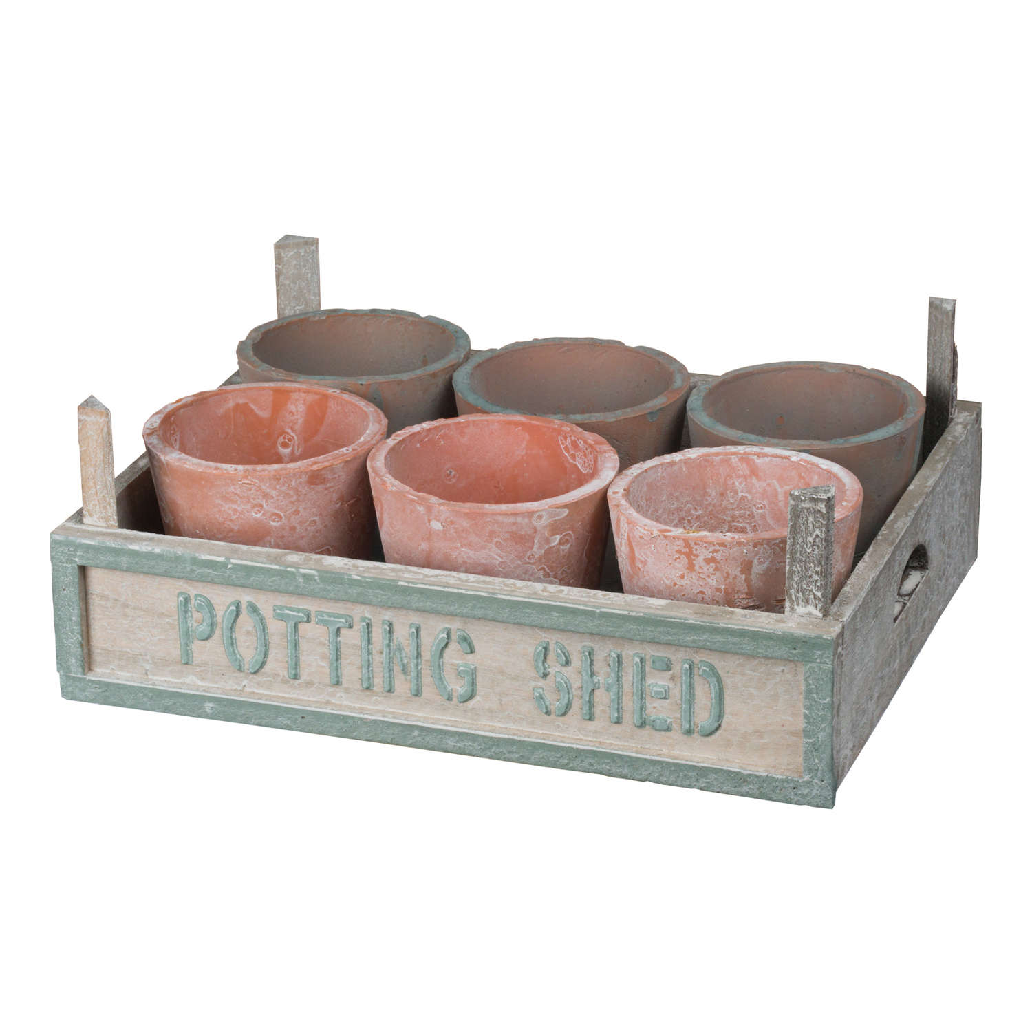 Rustic Potting Shed Small Seeding Tray with Pots Wholesale by Hill