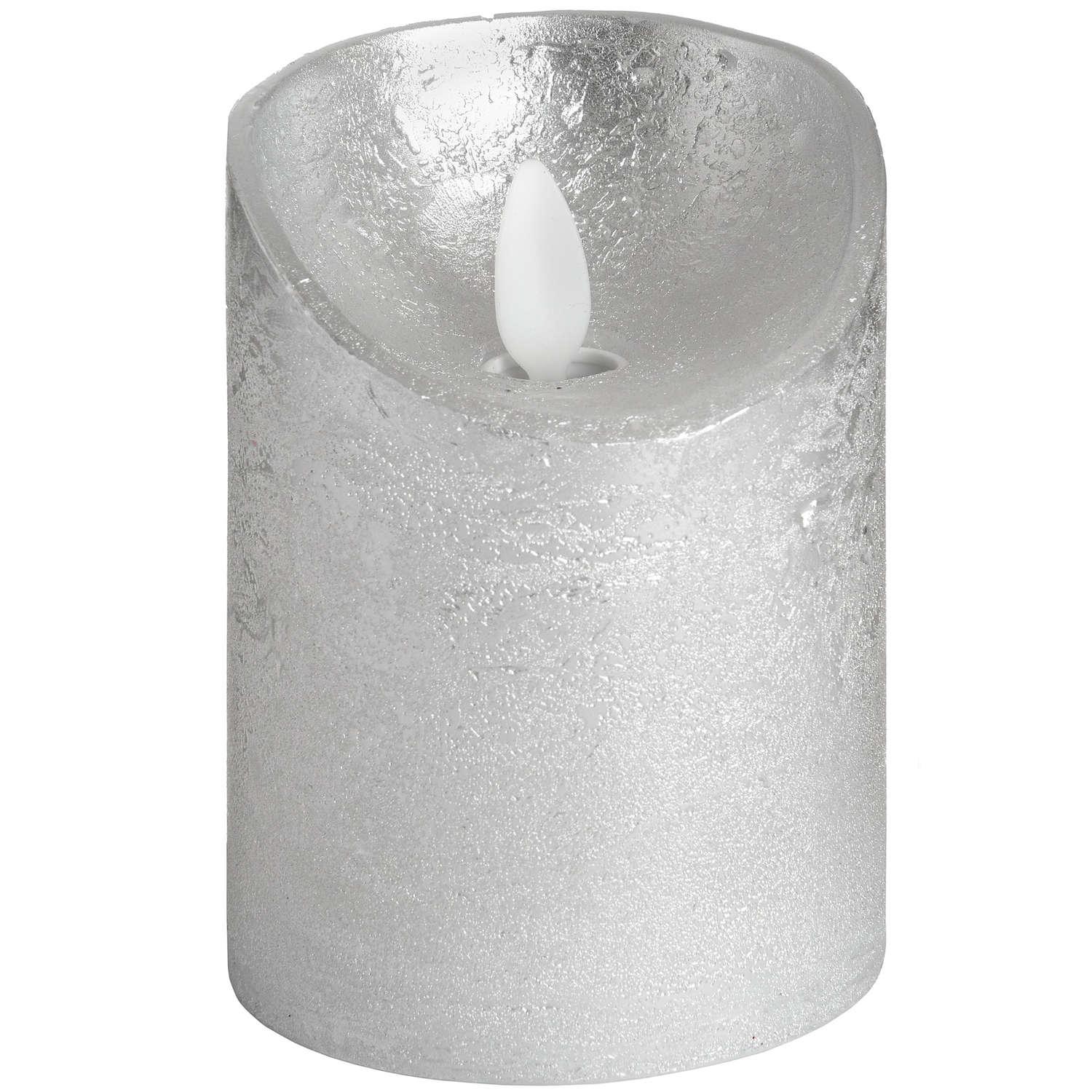 Luxe Collection 3 x 4 Silver Flickering Flame LED Wax Candle - Image 1
