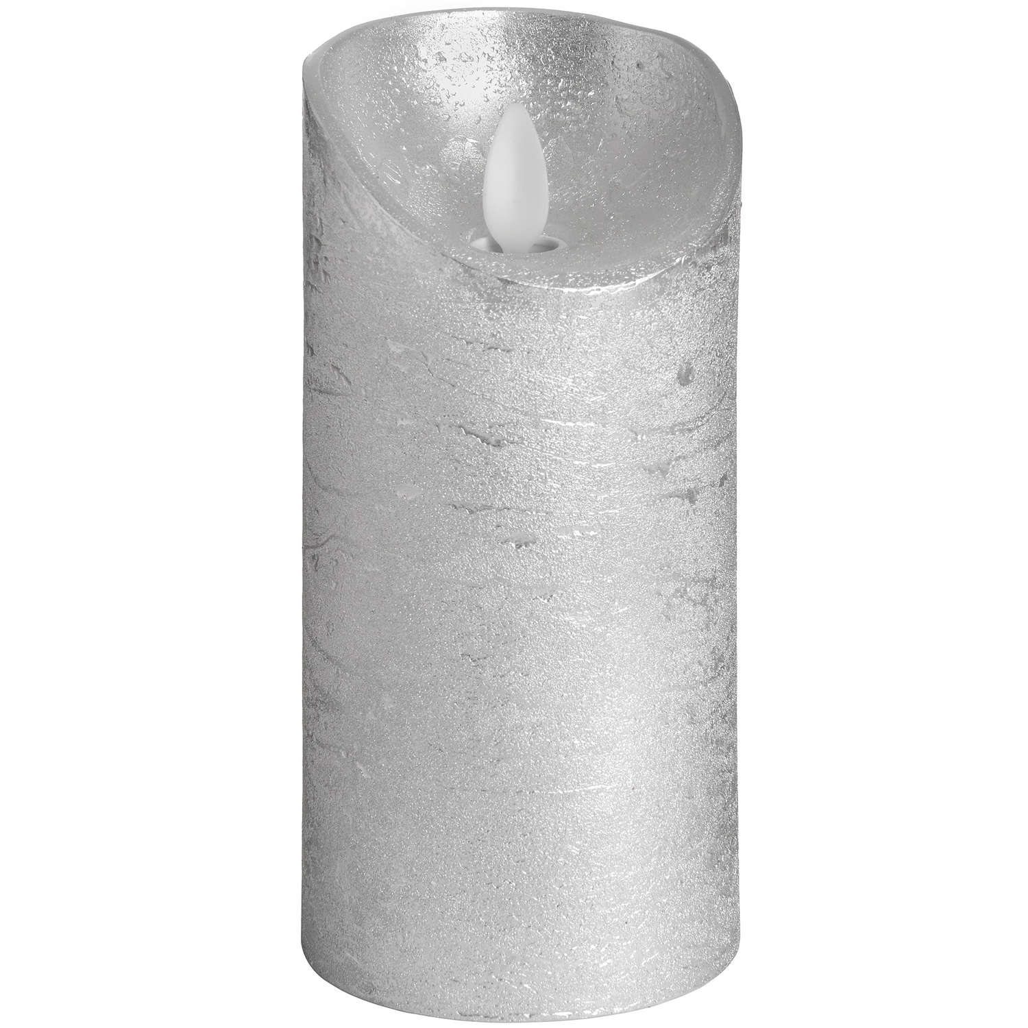 Luxe Collection 3 x 6 Silver Flickering Flame LED Wax Candle - Image 1