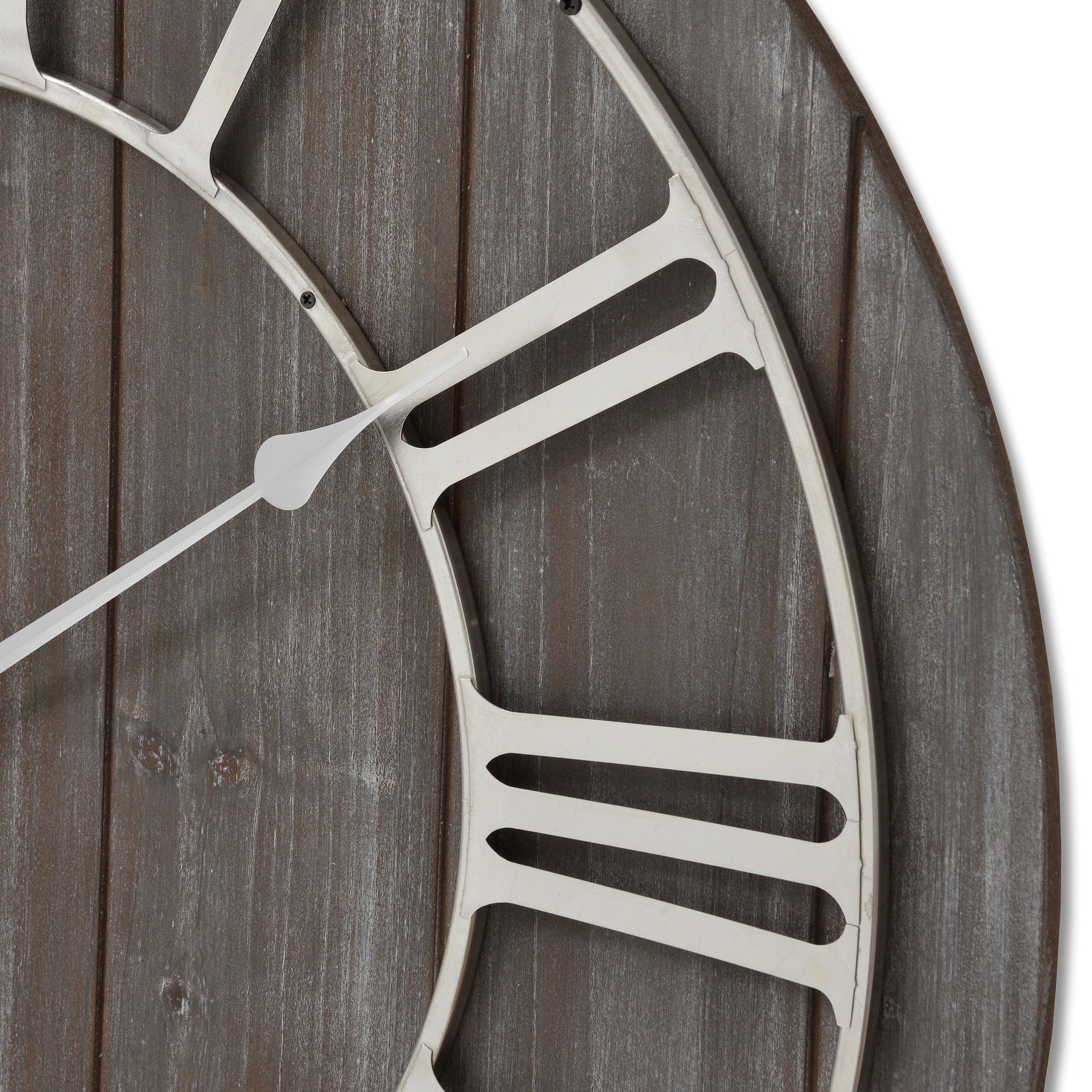 Wooden Clock With Contrasting Nickel Detail - Image 2