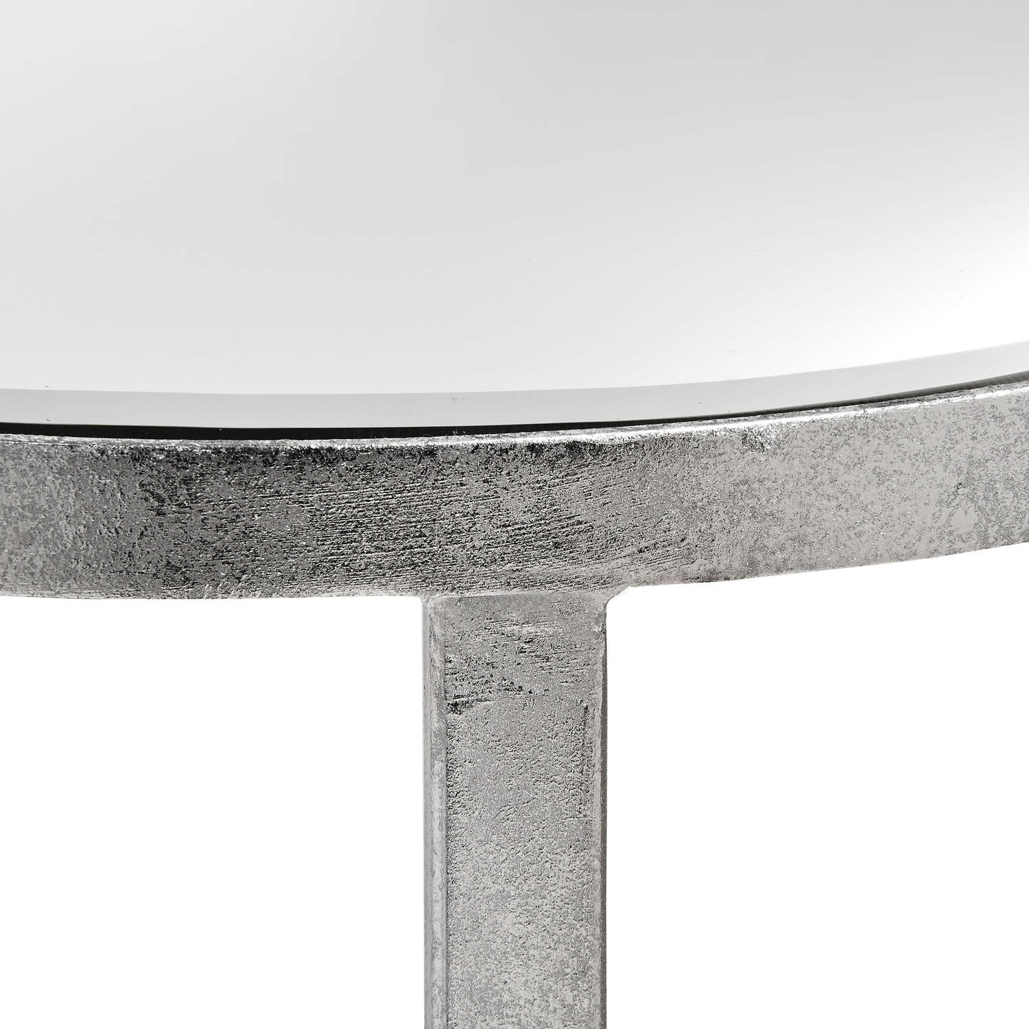Mirrored Silver Half Moon Table With Cross Detail - Image 2