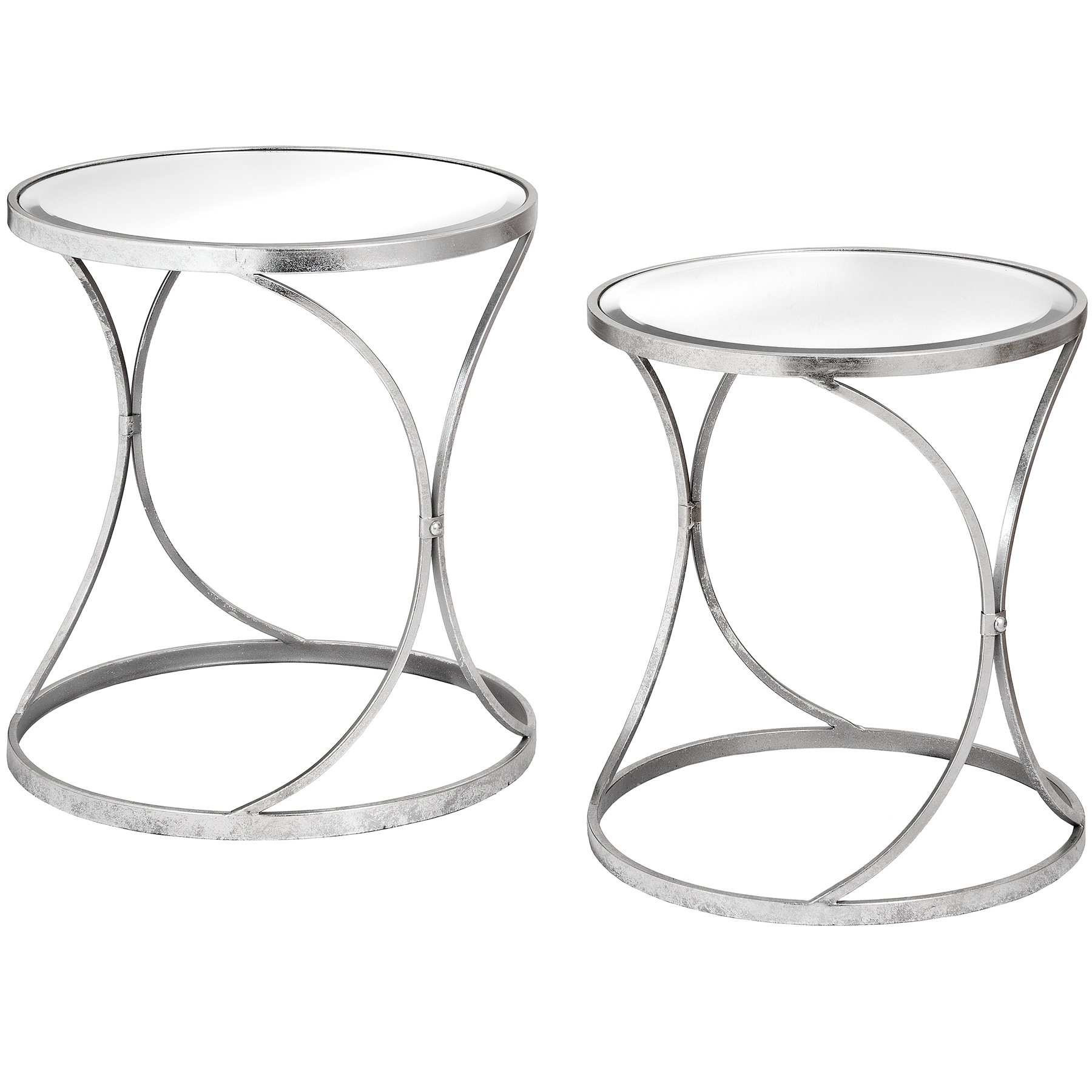 Silver Curved Design Set Of 2 Side Tables - Image 1
