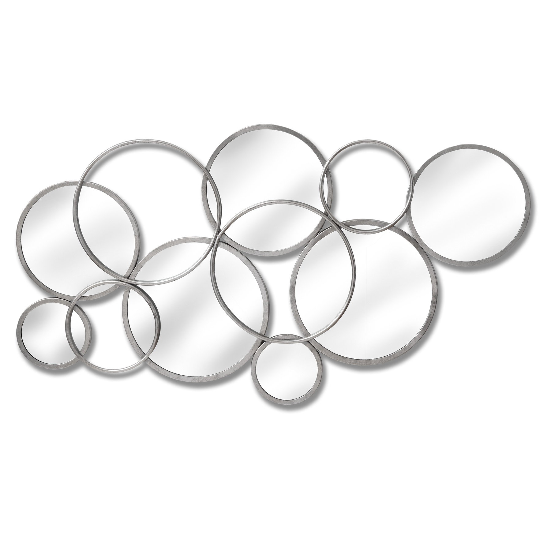 Large Silver Circular Abstract Mirrored Wall Art From Hill