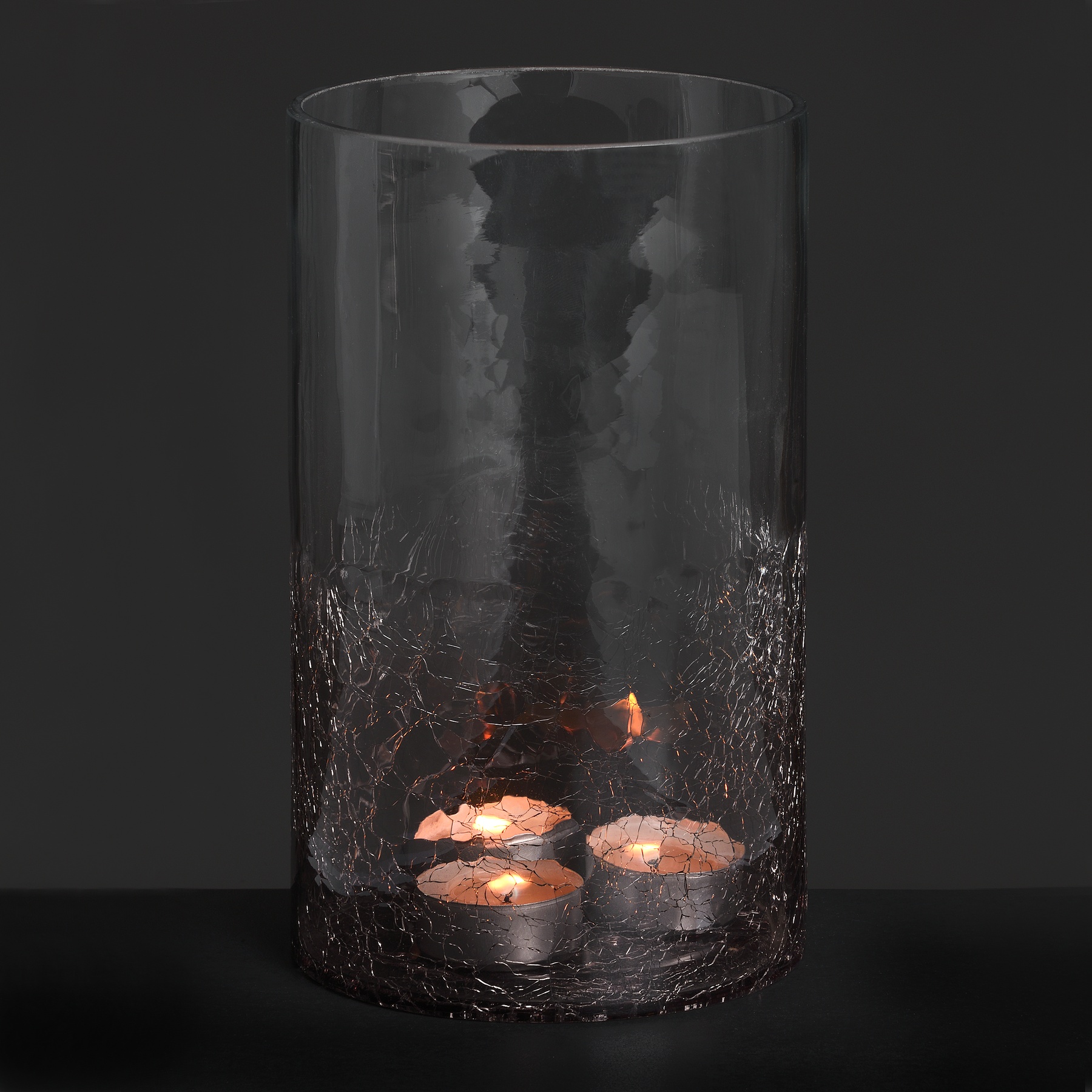 Small Smoked Crackle Effect Candle Holder - Image 2
