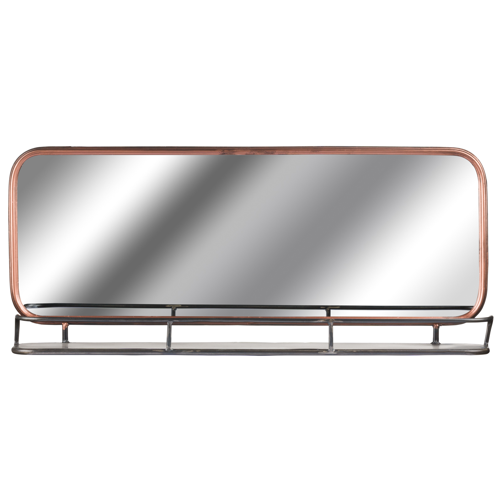 Industrial Copper Effect Wall Mirror With Shelf Wholesale by Hill