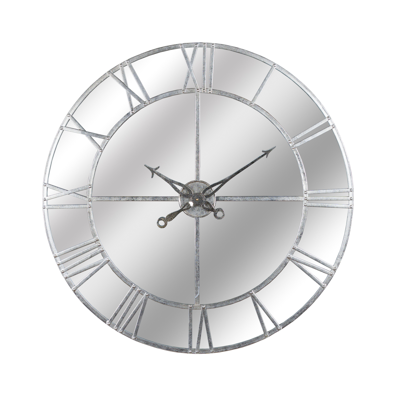 Large Silver Foil Mirrored Wall Clock - Image 1