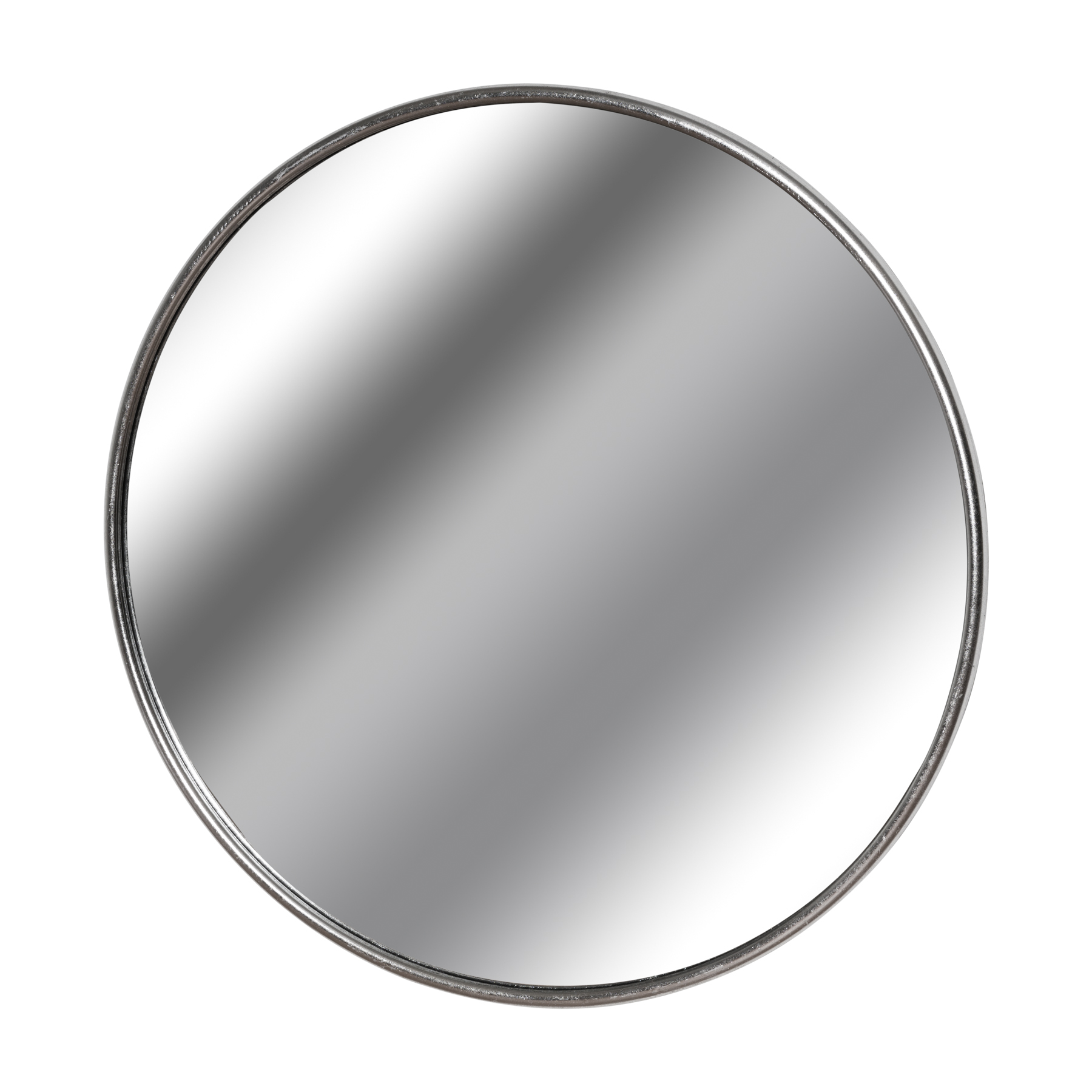 Silver Foil Large Circular Metal Wall Mirror - Image 1