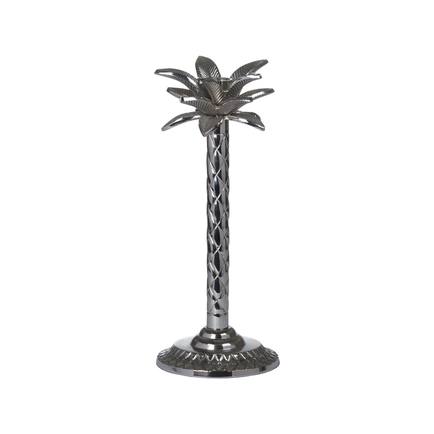 Silver Palm Tree Candle Holder In A Nickel Finish Wholesale by Hill