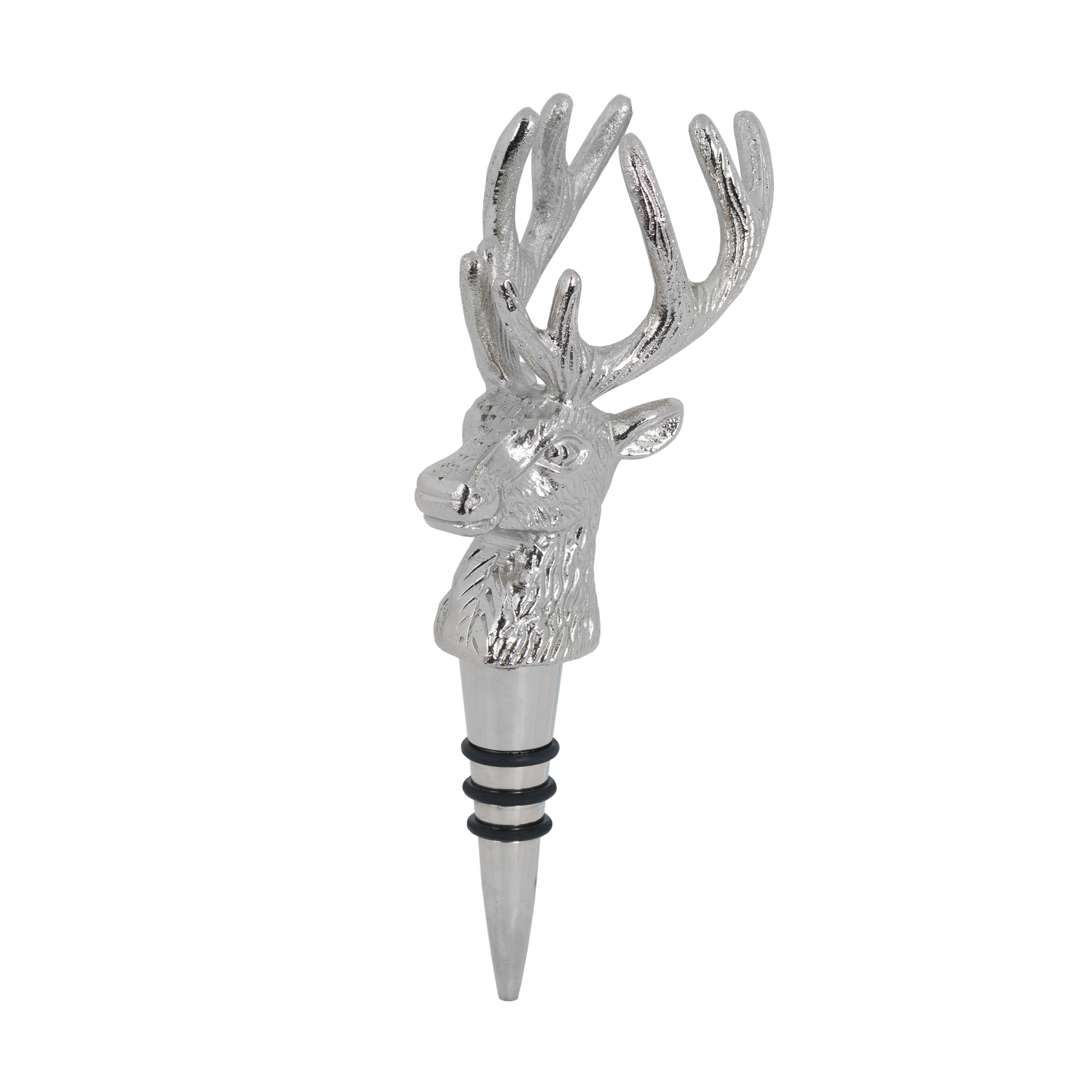 Nickel Stag Head Bottle Stopper - Image 1
