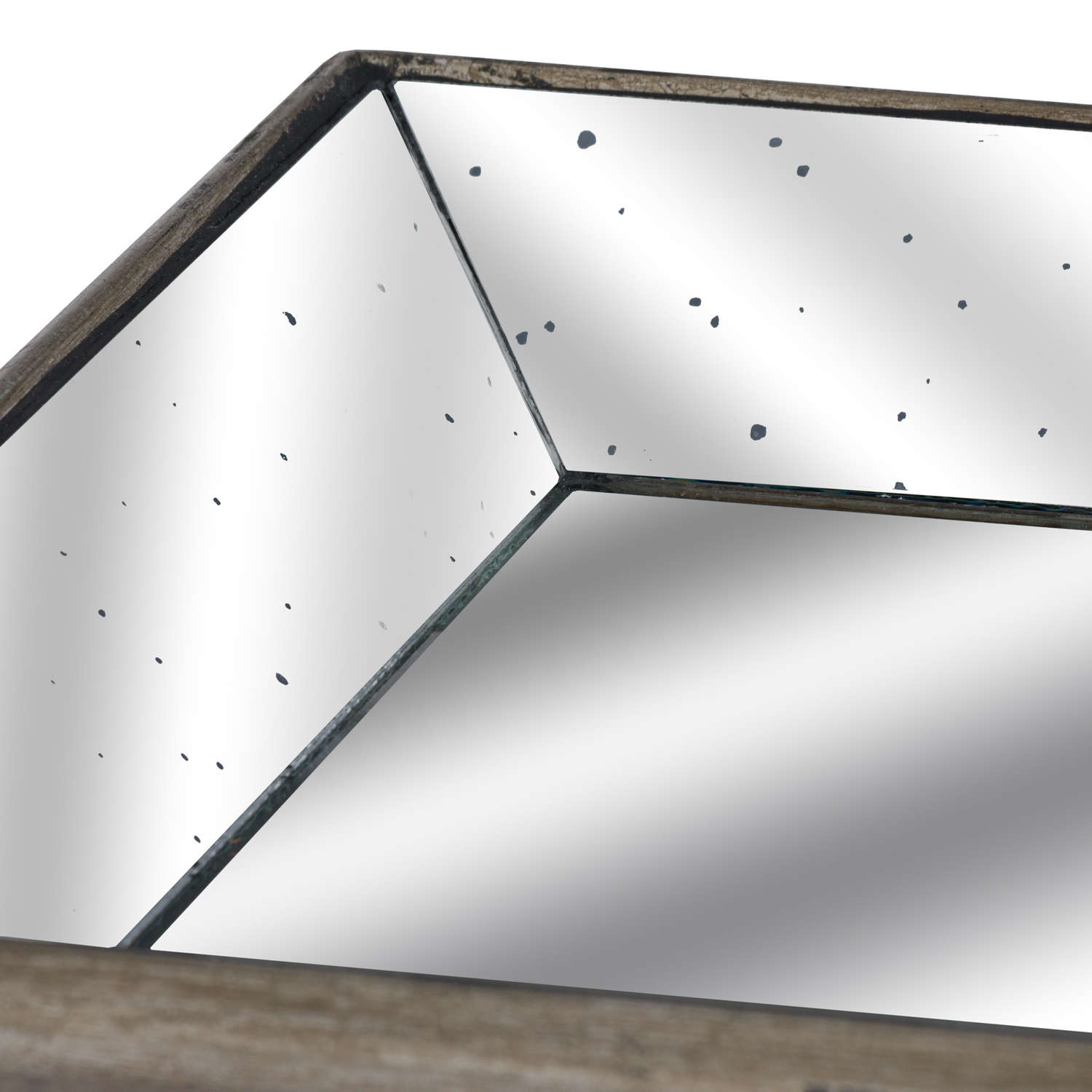 Astor Distressed Mirrored Tray With Wooden Detailing - Image 2