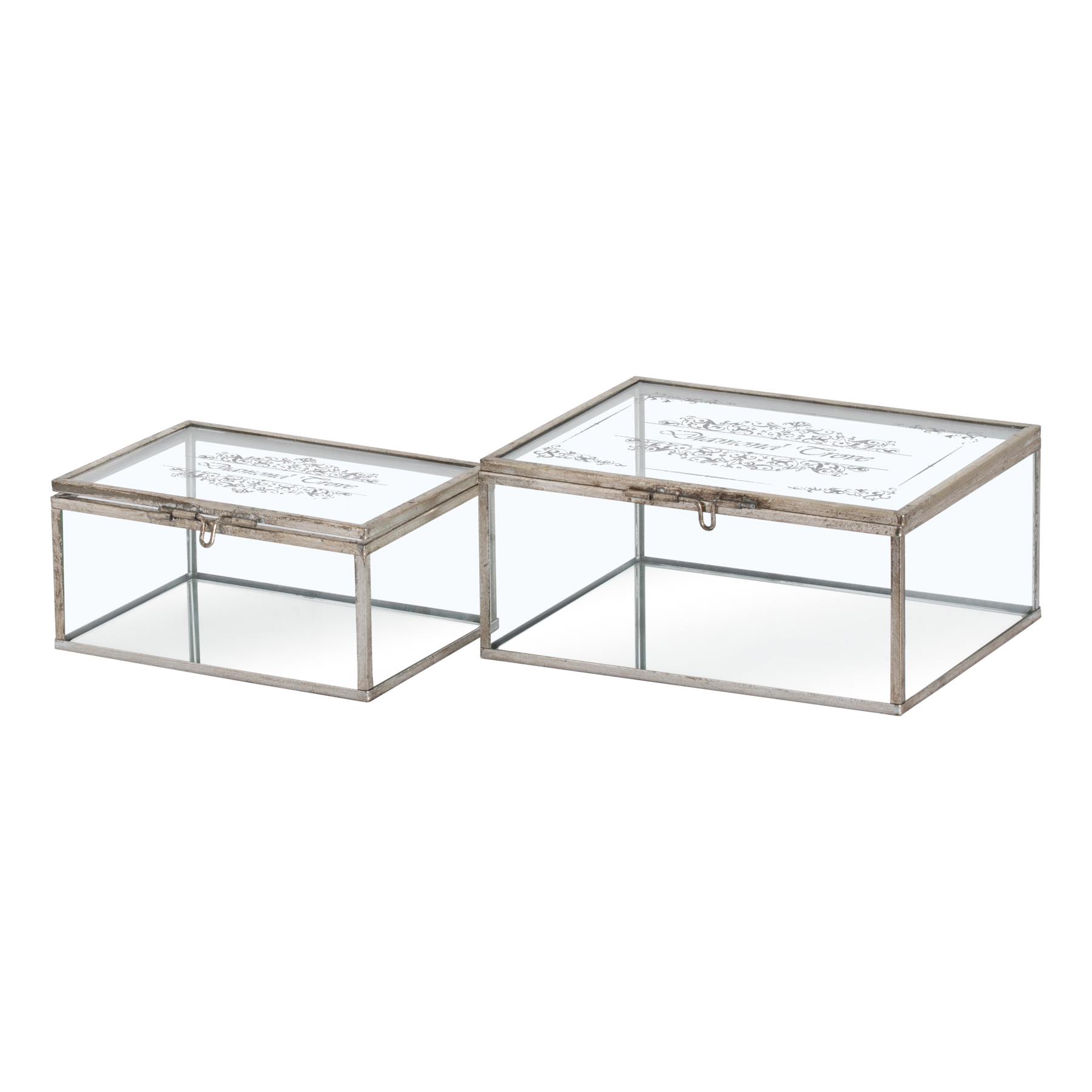 Set Of Two Glass Trinket Box'S With Metallic Detailing Wholesale by