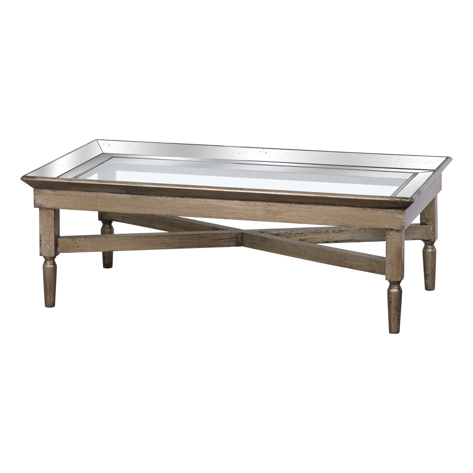 Astor Glass Coffee Table With Mirror Detailing Wholesale by Hill