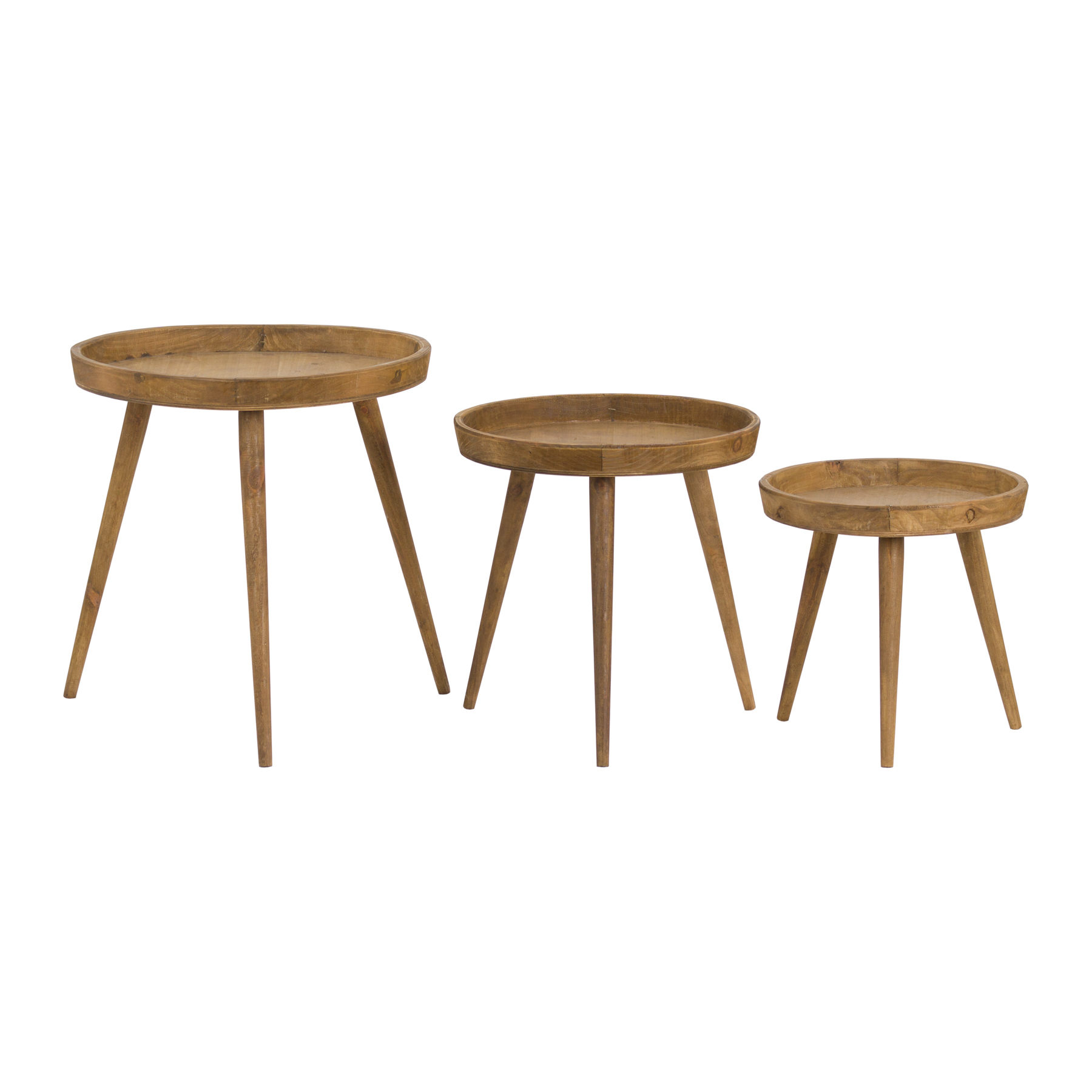 Loft Collection Set Of 3 Round Wooden Table - Image 1