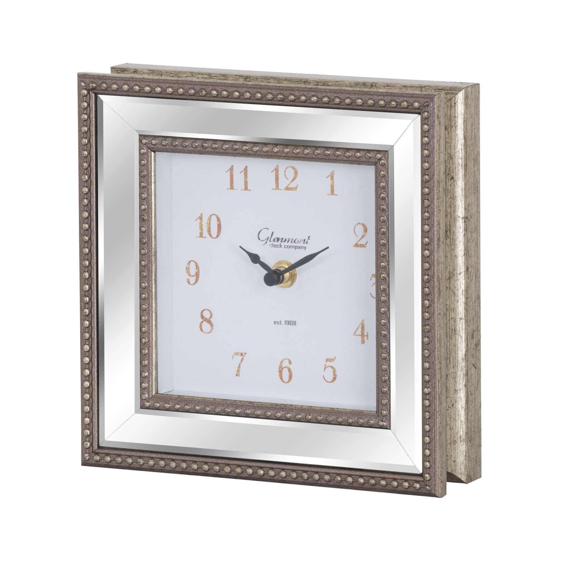 Square bevelled mirror framed free standing clock Wholesale by Hill