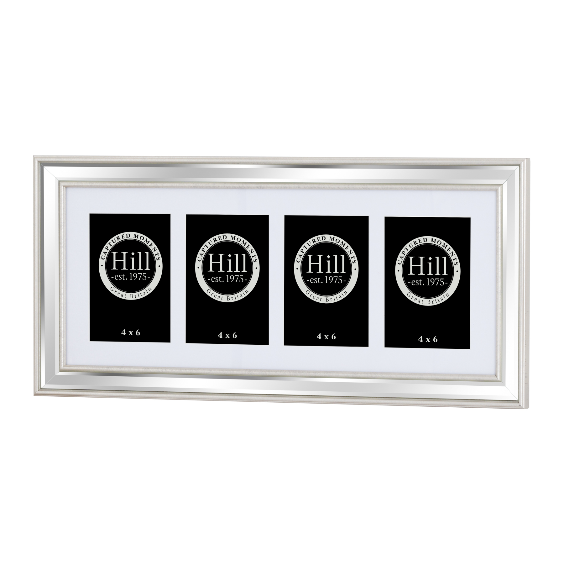 Champagne Edged Bevelled Mirror Multi Photo Frame For Four 4x6 Champagne Edged Bevelled Mirror Multi Photo Frame 4 X 4x6