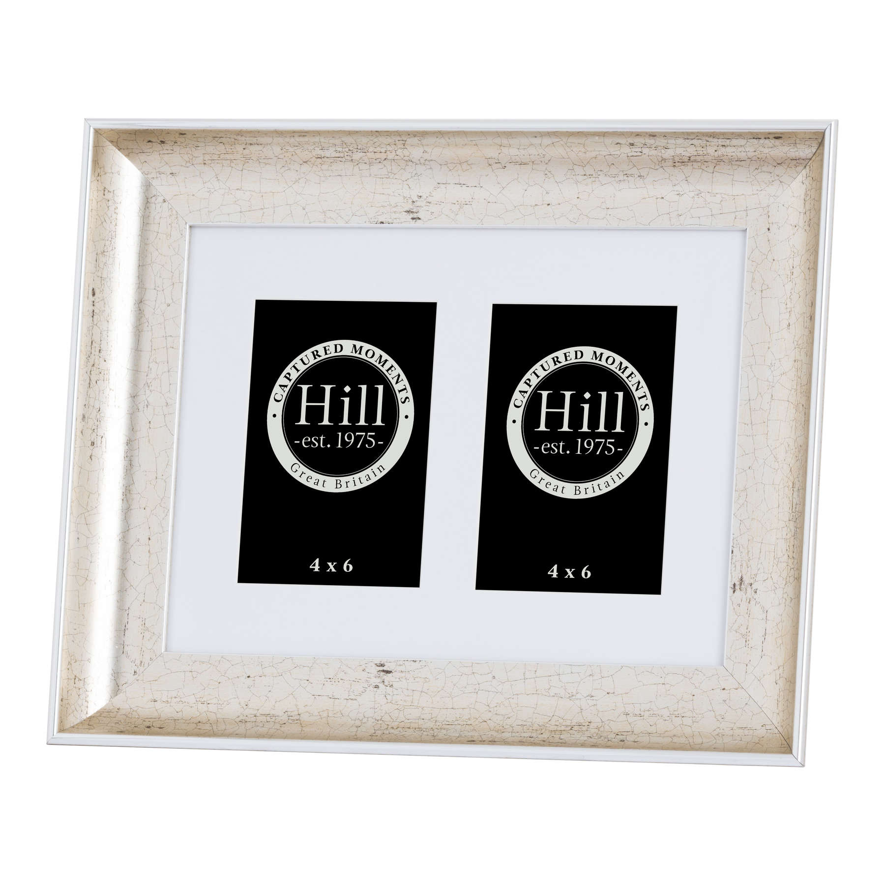 Antique silver Crackled effect multi photo frame for two 4x6 pictures